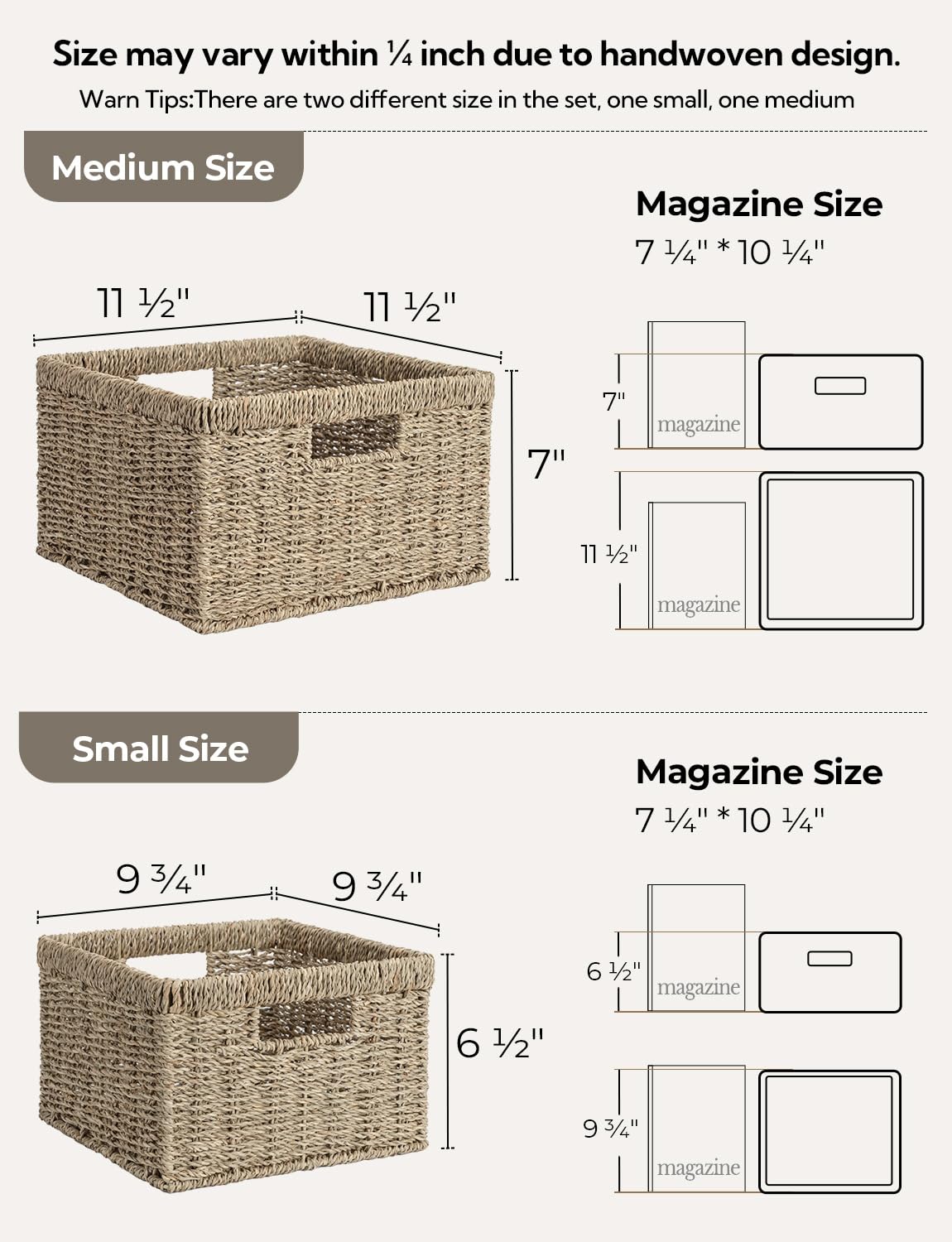Wicker Storage Baskets for Shelves (2 Count)