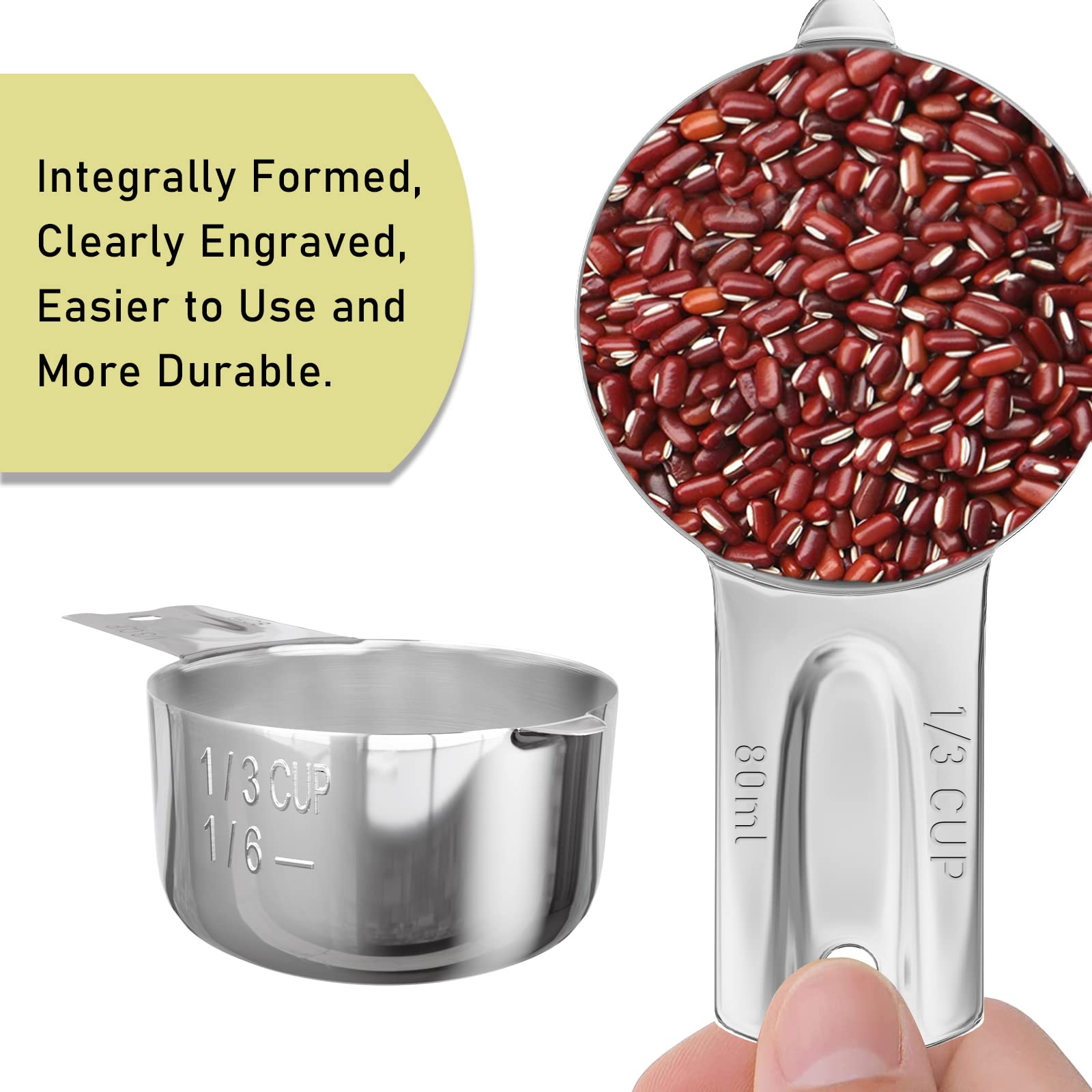 1PCS 1/3CUP(80ml, 2.7oz) Measuring Cup, 18/8 Stainless Steel Measure Scoop