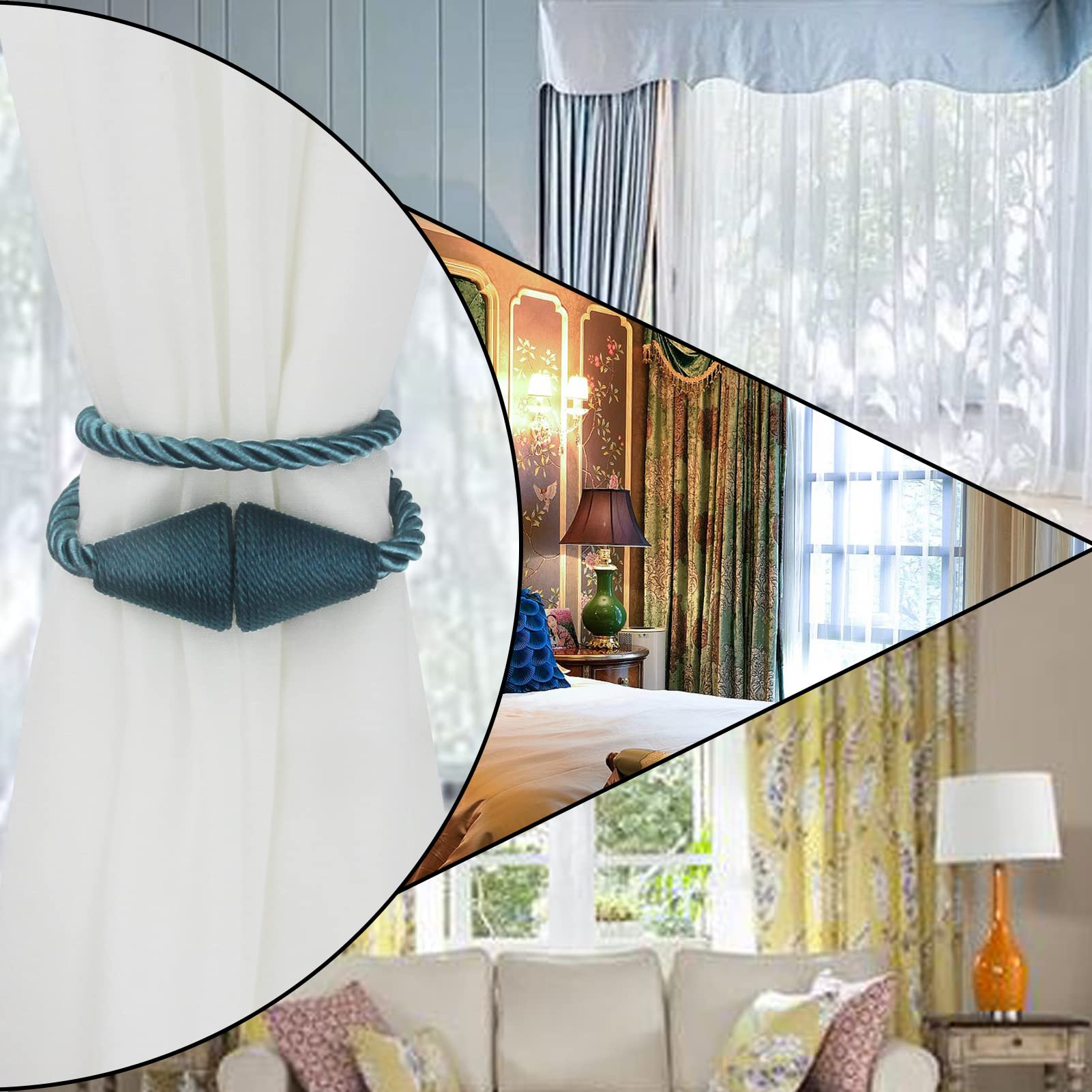 Magnetic Curtain Tiebacks Rope Decorative Holdbacks for Drapes Nieffeiy