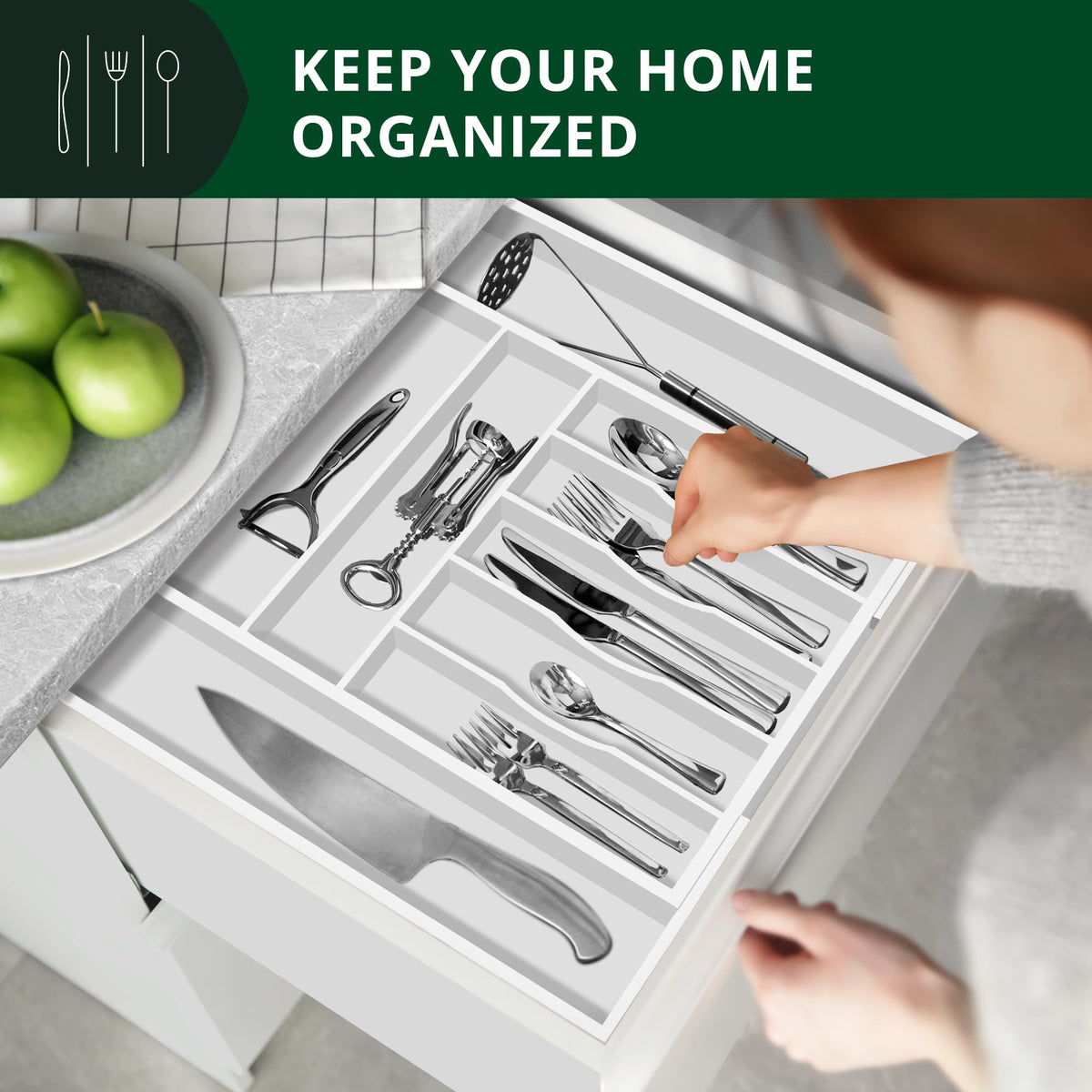 Luxury Bamboo Kitchen Drawer Organizer