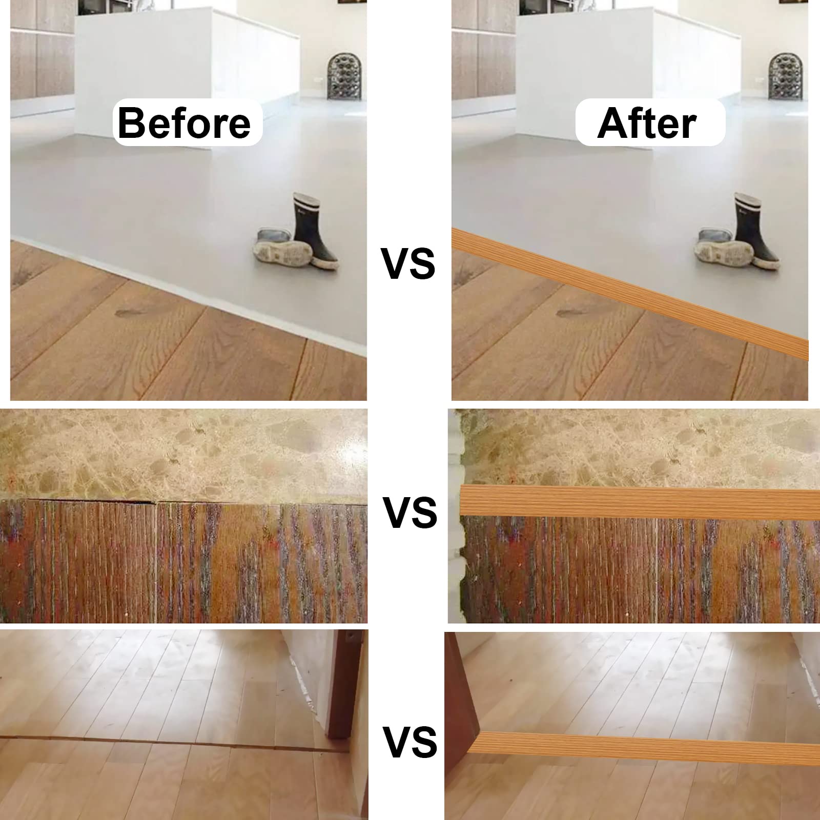 Floor Door Flat Transition Strip & Self Adhesive Floor Vinyl Floor Edge Trim Laminate Floor Gap Covering Joining Strip