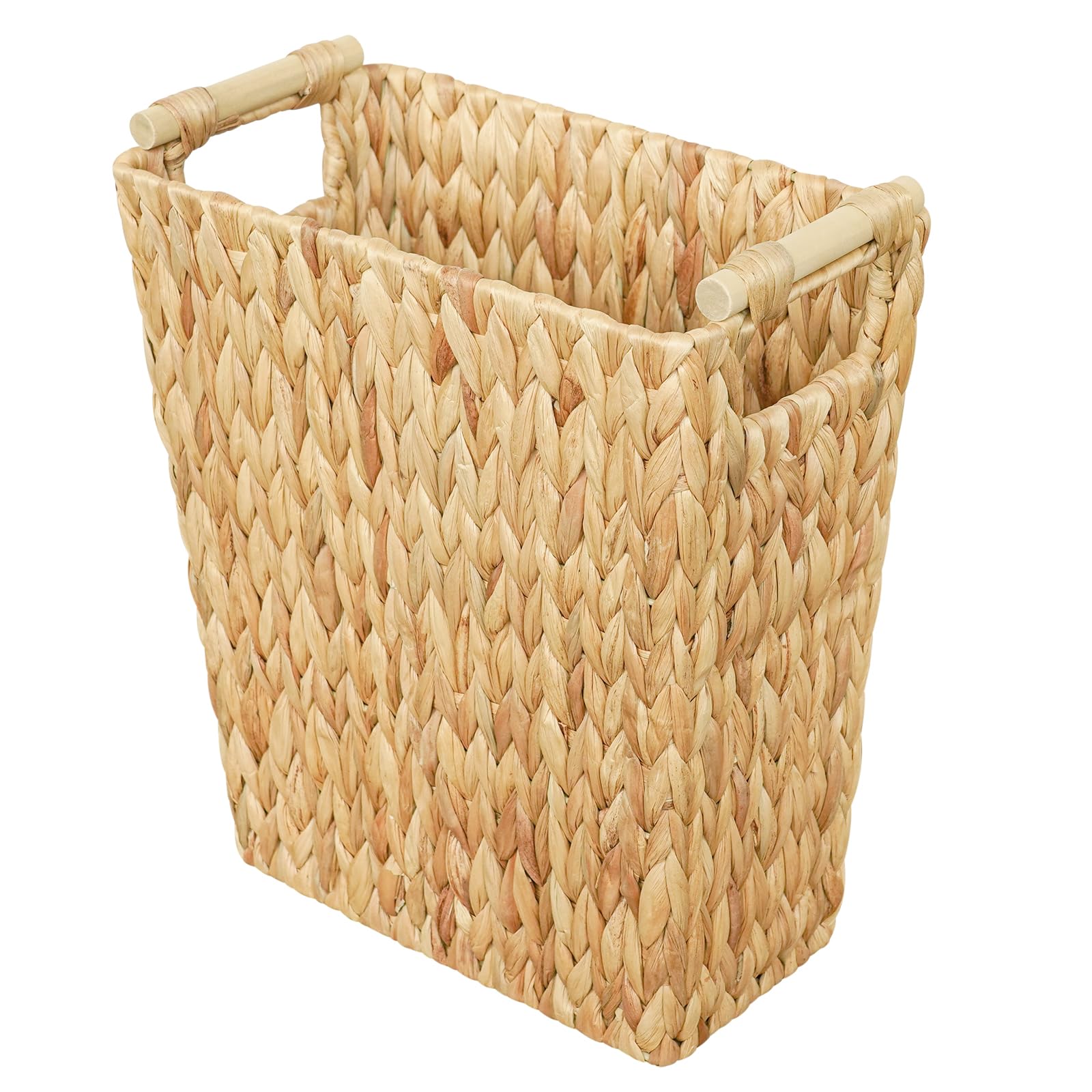 6 Gallon Wicker Trash Can with Wooden Handle