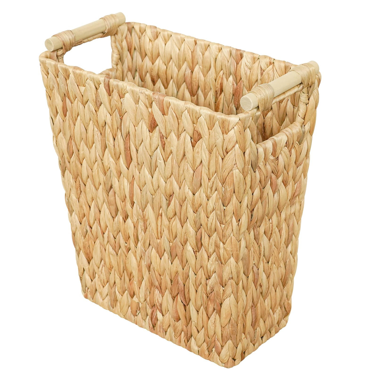 6 Gallon Wicker Trash Can with Wooden Handle