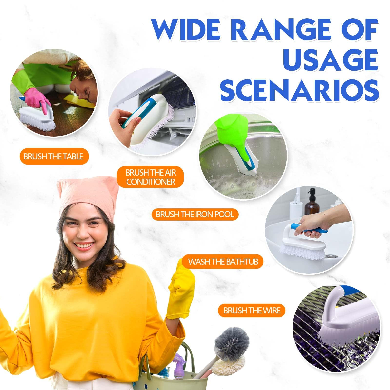 12 Pcs Scrub Brush for Cleaning with Handle Comfortable to Grip Heavy