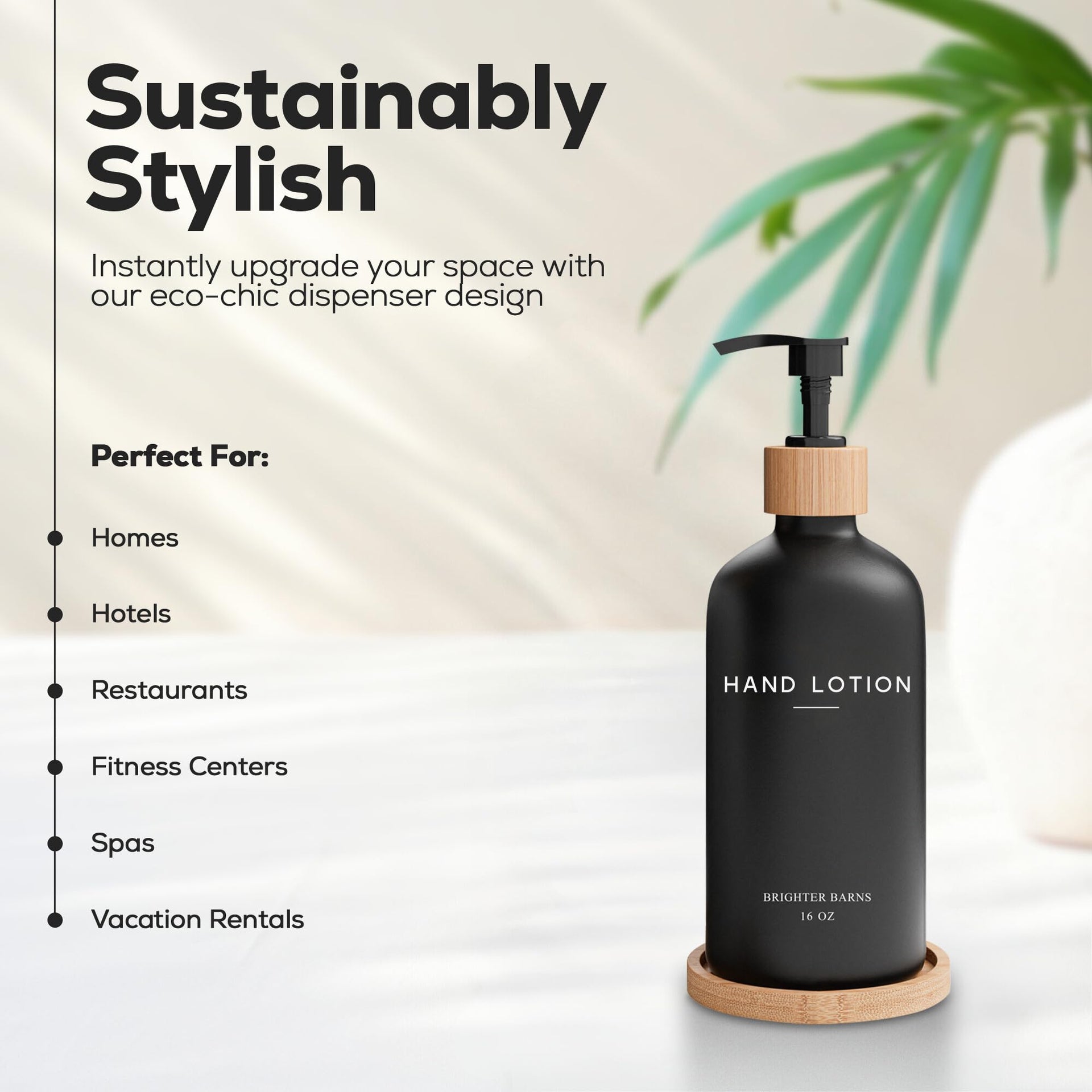 Black Glass Lotion Dispenser with Pump by Brighter Barns (3 Count)