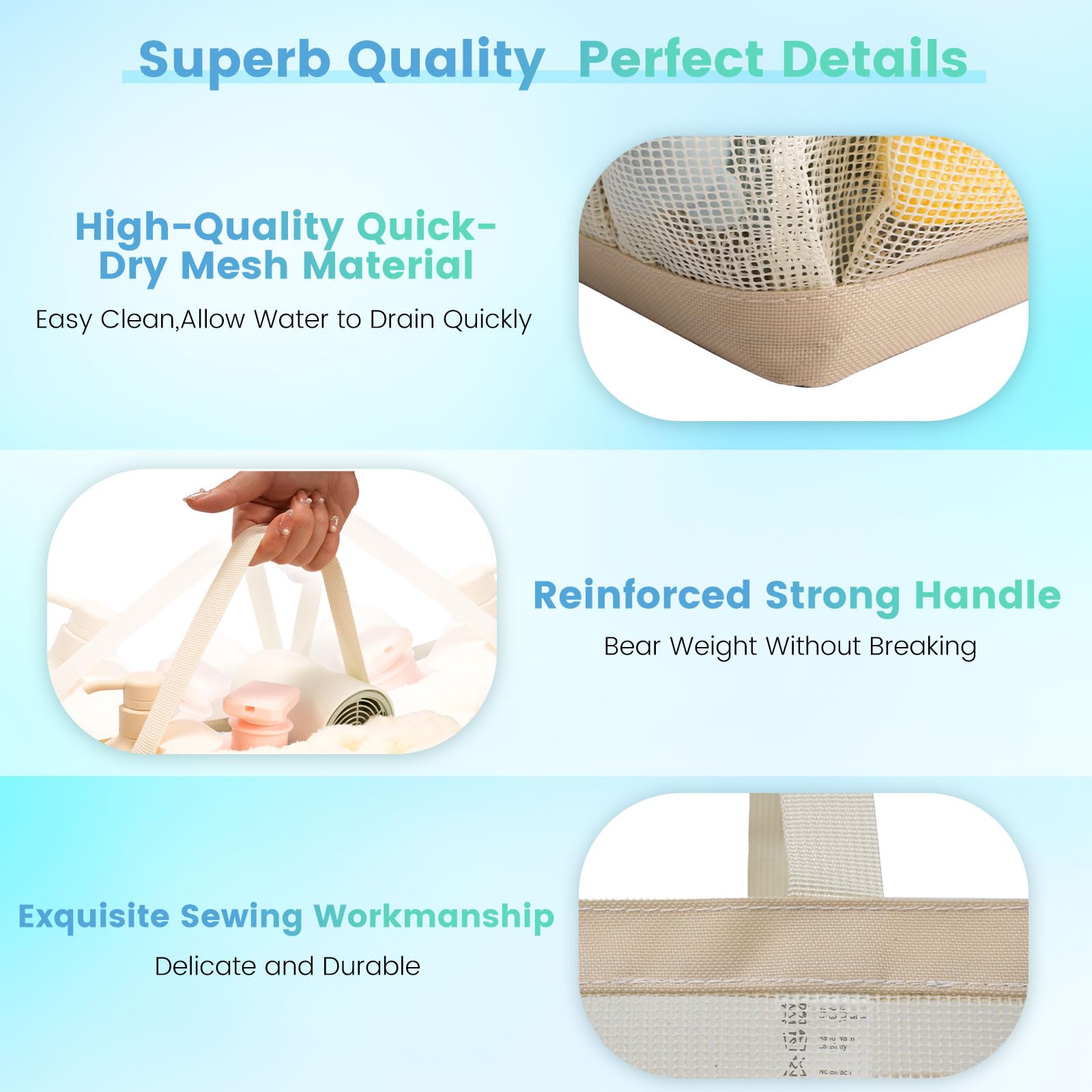 Mesh Shower Caddy for College Dorm Room Essentials for Girls with 9 Pockets