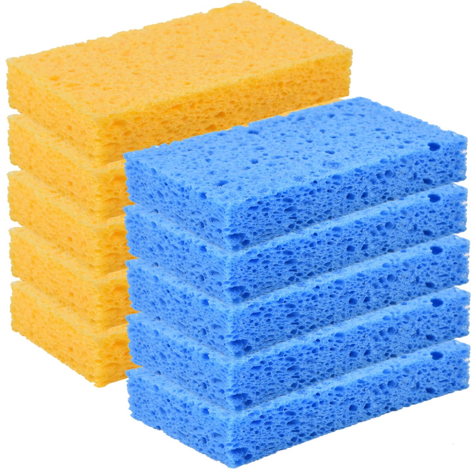 Sponges Kitchen 10 Pack Natural Compressed Cellulose Sponges for Dishes Non Scratch for Household Cookware Bathroom Cars Soft Super Absorbent Reusable