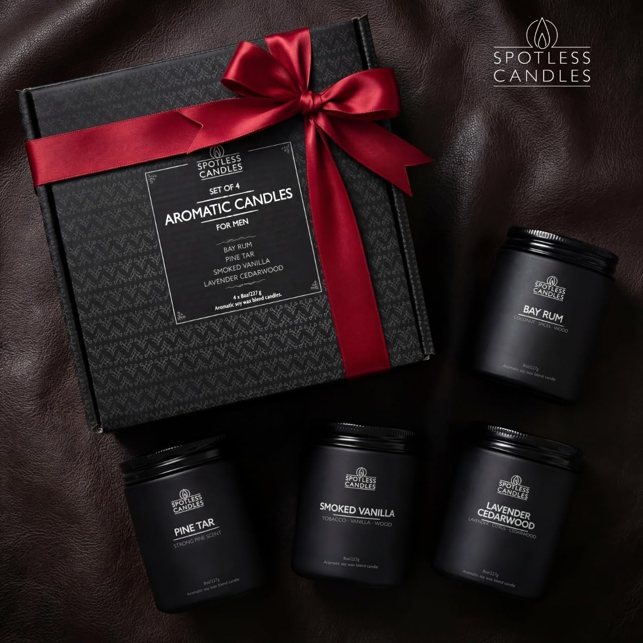 Men's Candle Gift Set; 4 x 8oz Scented Candles; Bay Rum (4 Count)