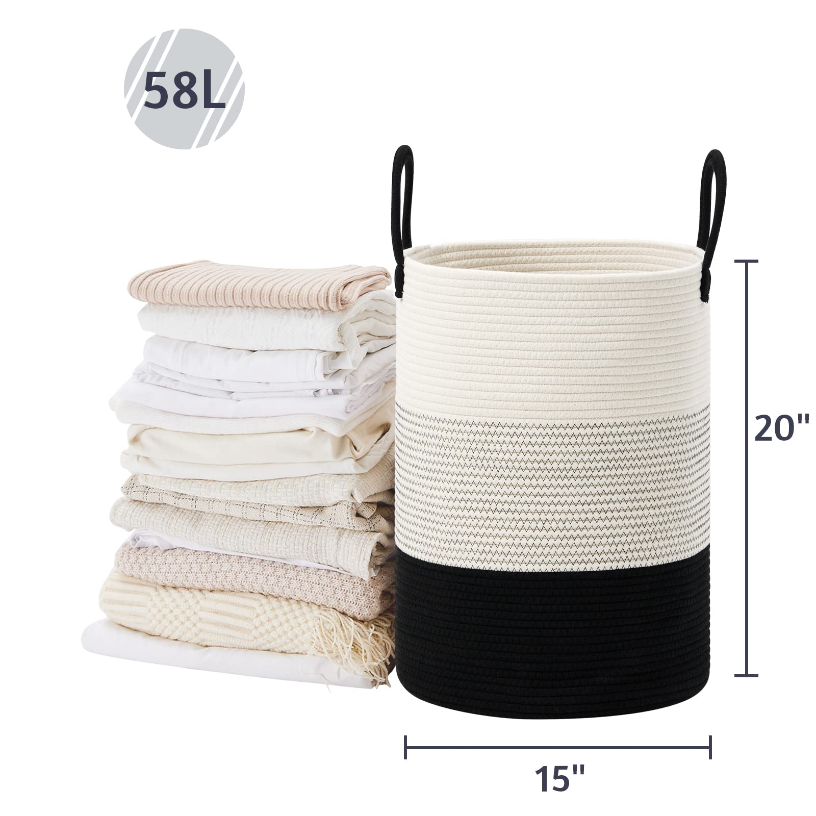 58L Tall Woven Laundry Basket Hamper