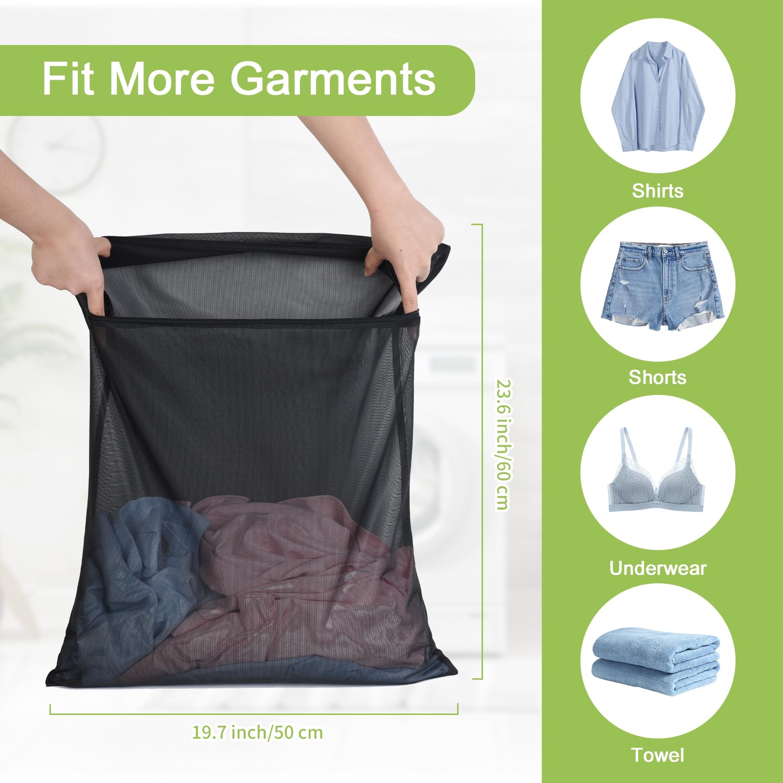 2 Pack Durable Laundry Bags with Zipper 20 x 24 Inch (2 Count)