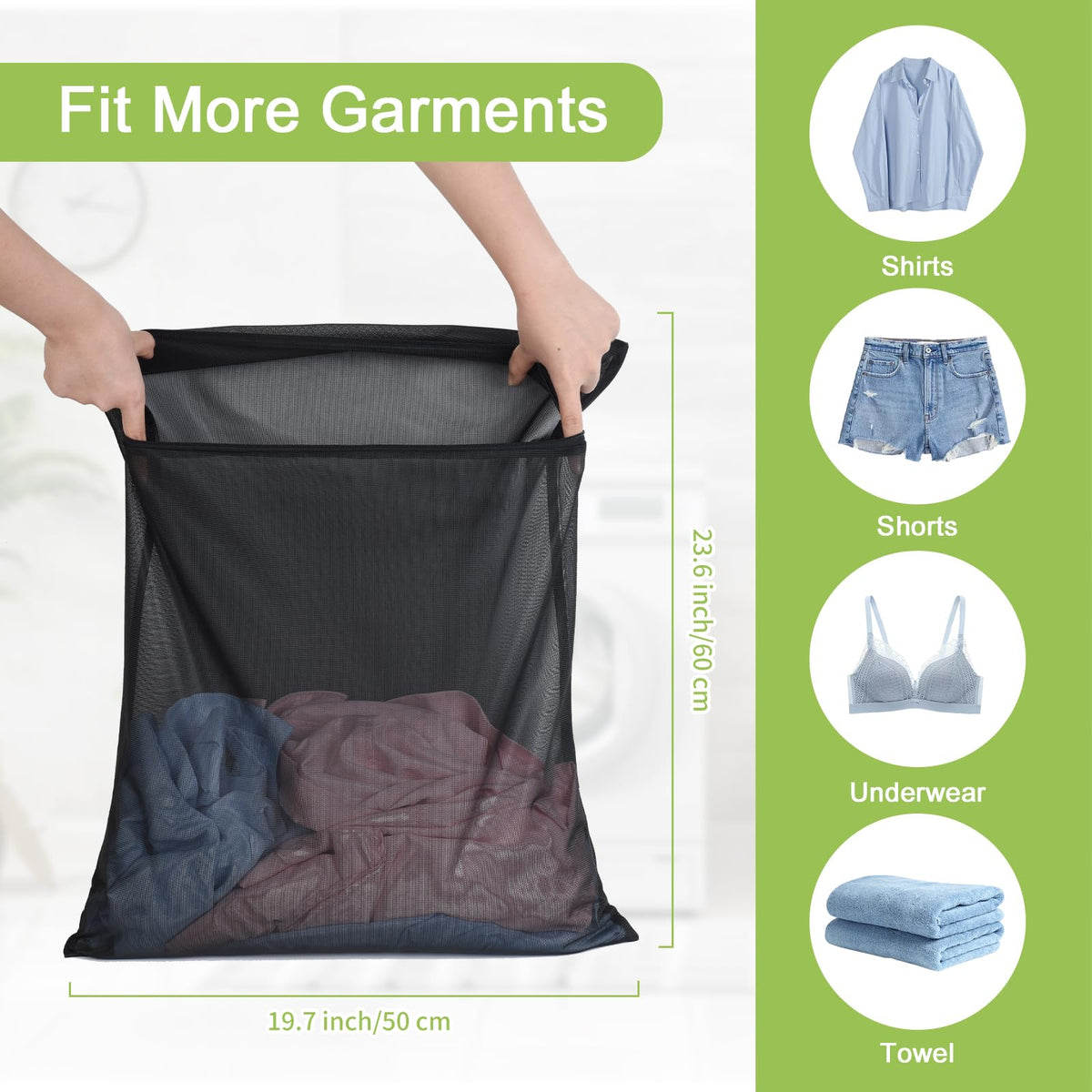 2 Pack Durable Laundry Bags with Zipper 20 x 24 Inch (2 Count)