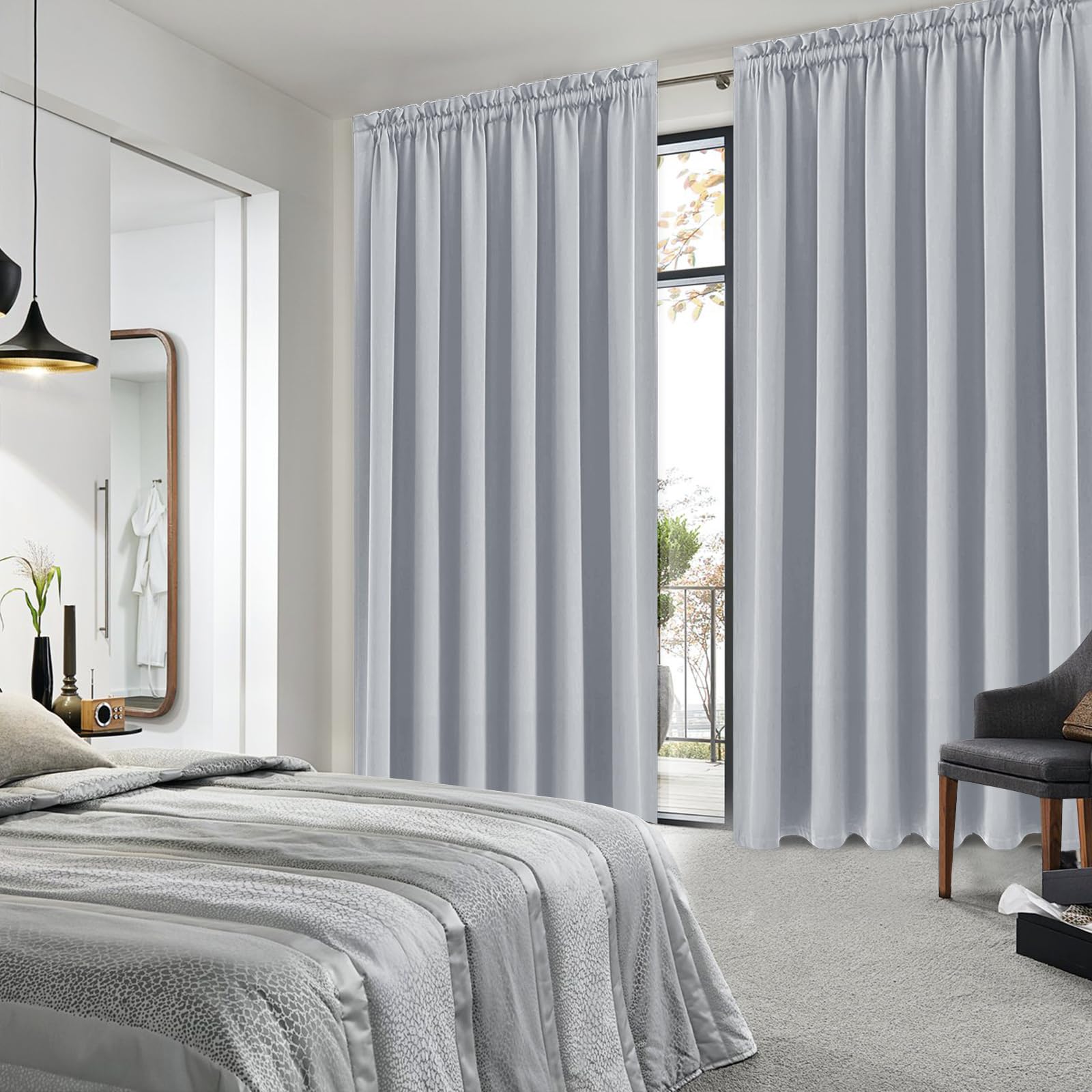 Wide Blackout Curtains for Living Room 70 x 84 Inch Long 2 Panels