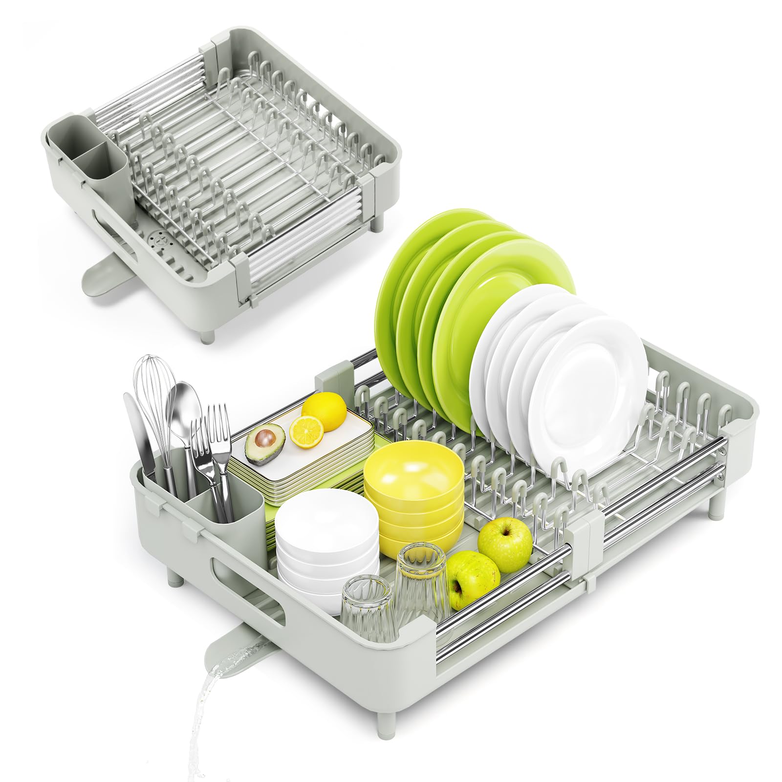 Extendable Stainless Dish Drying Rack for Kitchen Counter