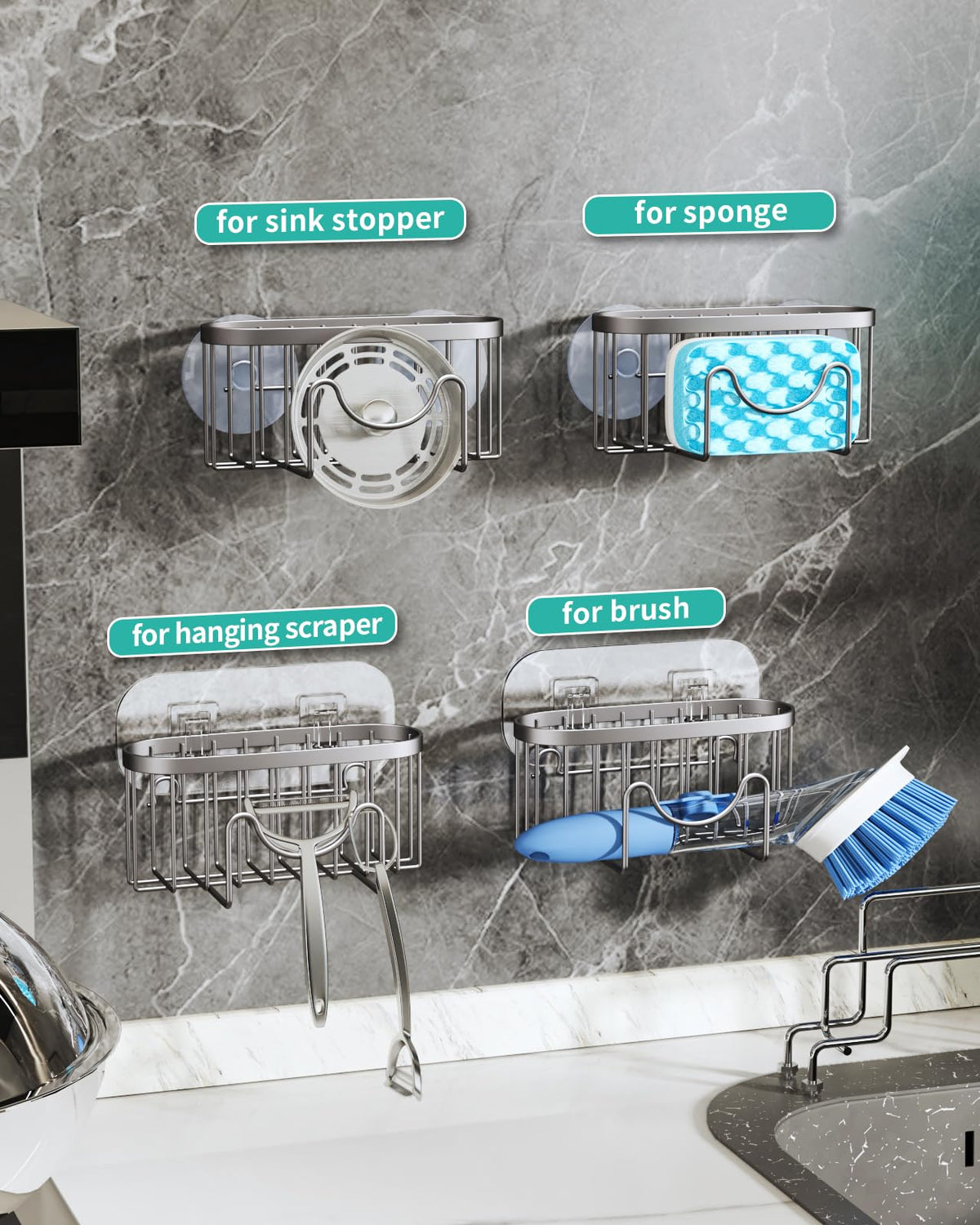 Multifunctional Kitchen Sponge Holder with Unique M
