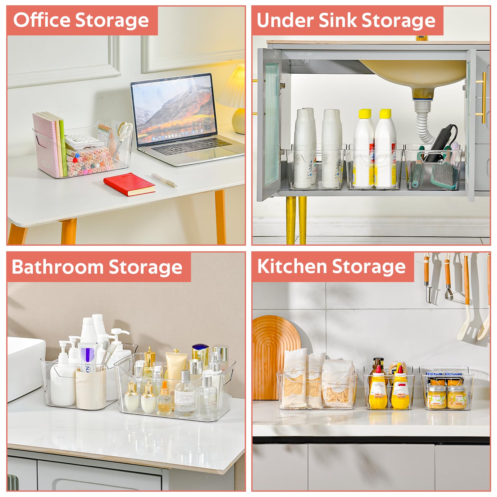 Clear Plastic Storage Bins (12 Count)