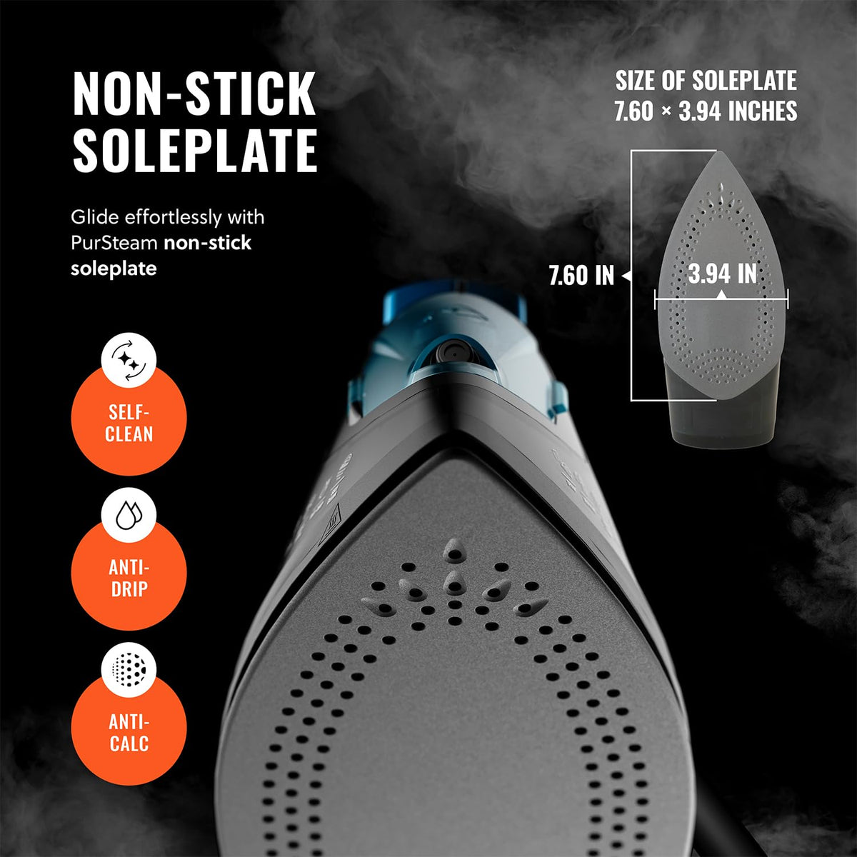 PurSteam SteamLite Steam Iron with Non