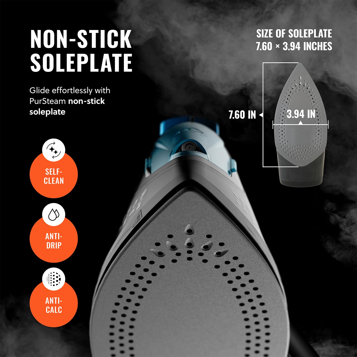 PurSteam SteamLite Steam Iron with Non