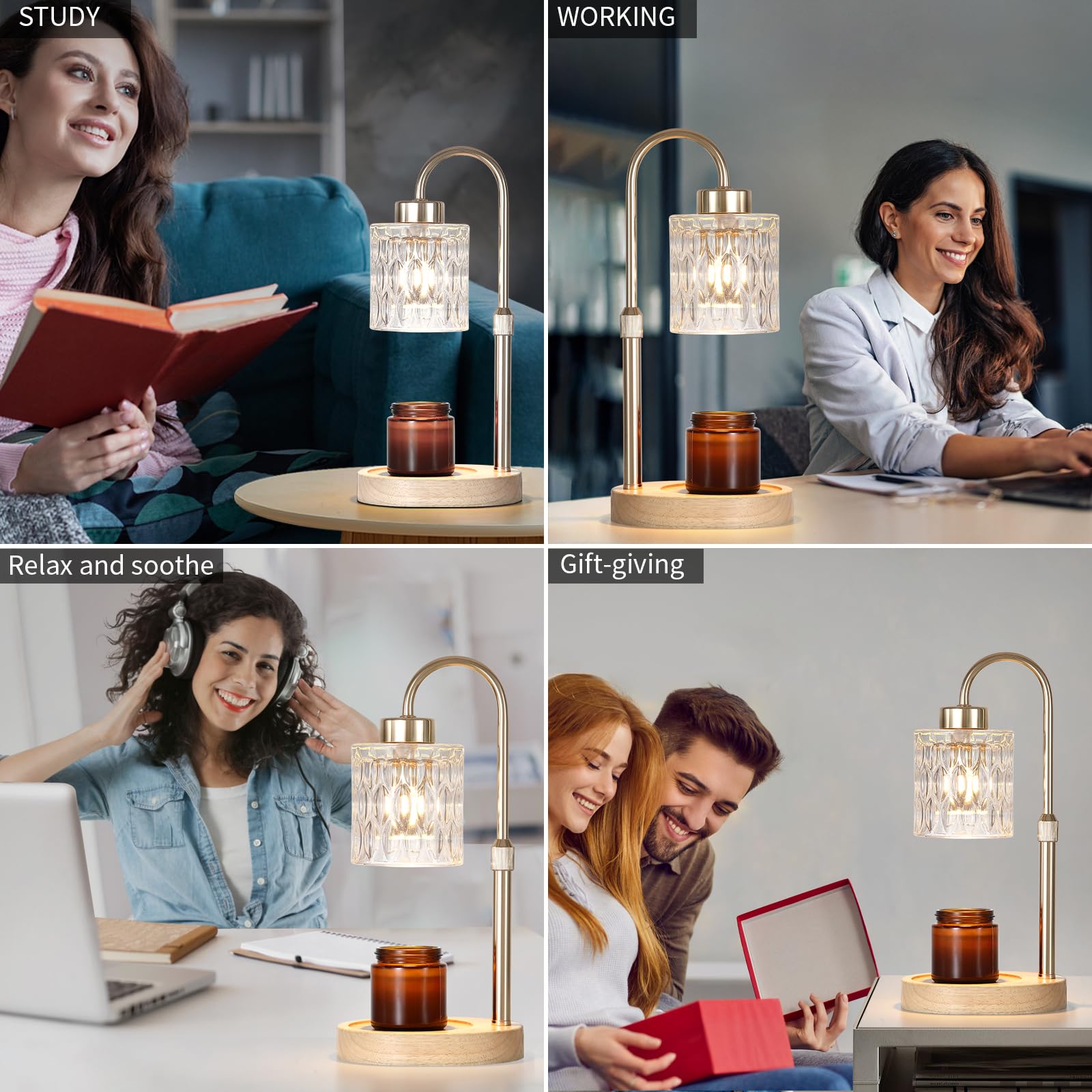Gold Candle Warmer Lamp with Dimmer and Timer