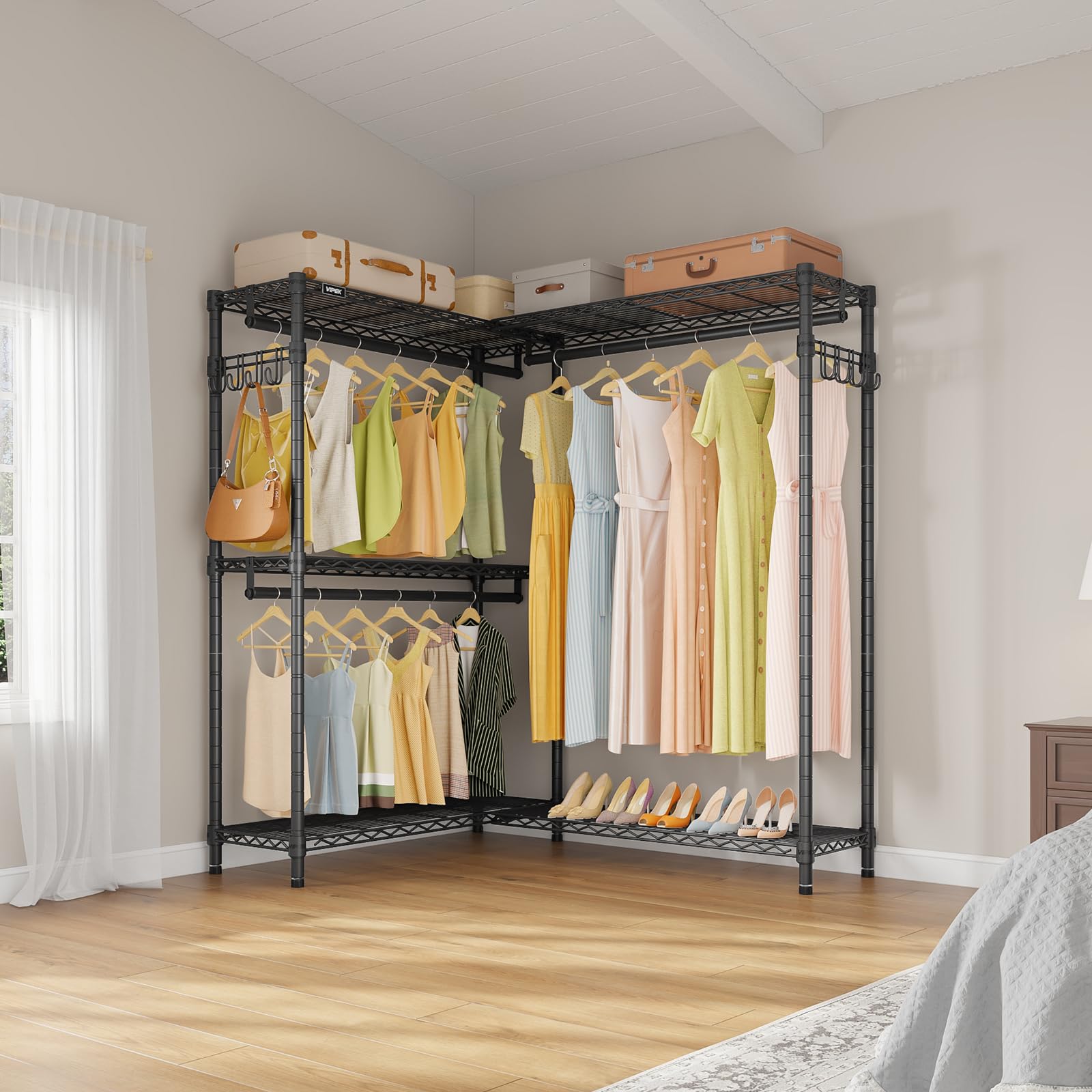 L4 Plus Clothes Rack L Shaped Garment Rack for Corner