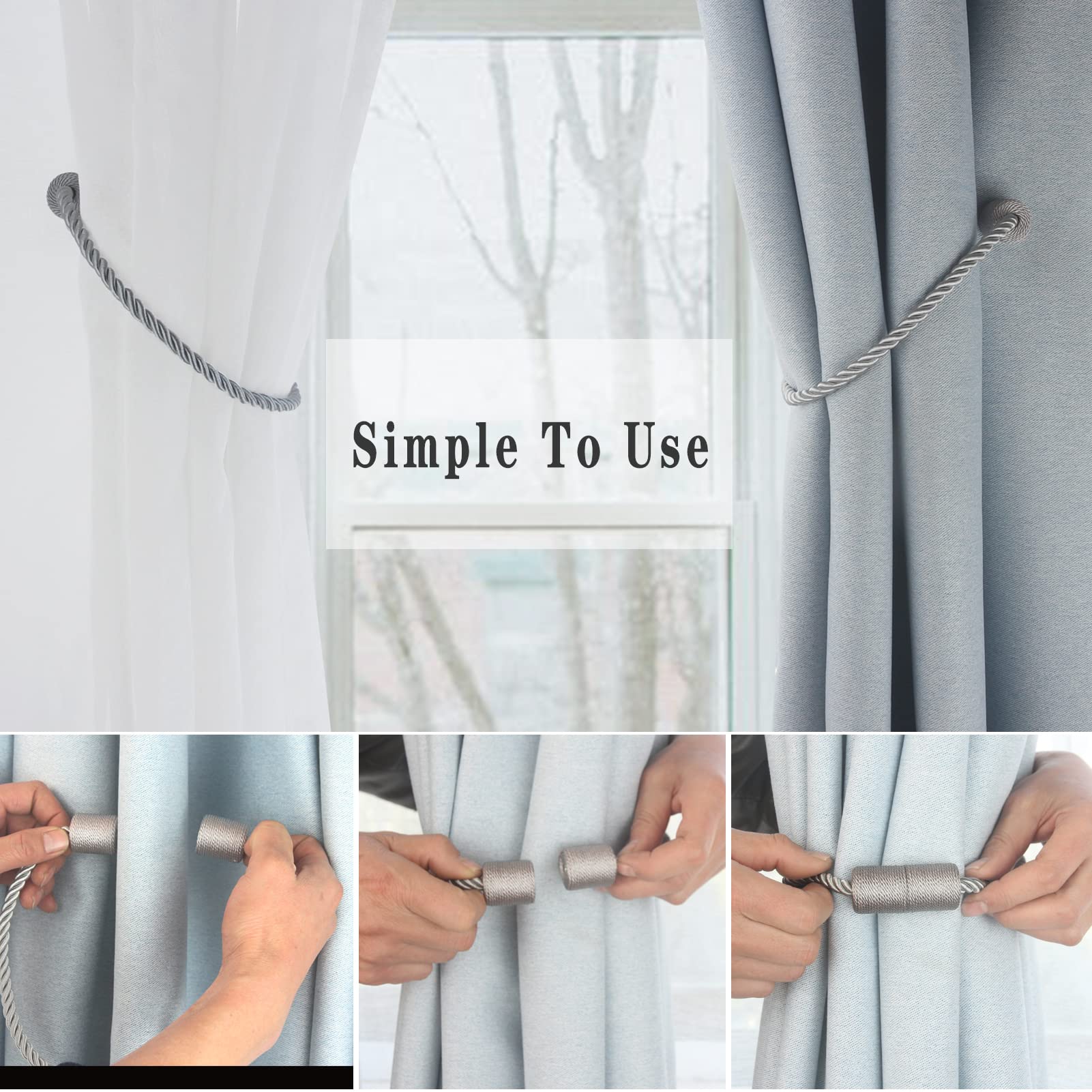 Magnetic Curtain Tiebacks Decorative Holdbacks Rope Tie Back Drapes Hangtty
