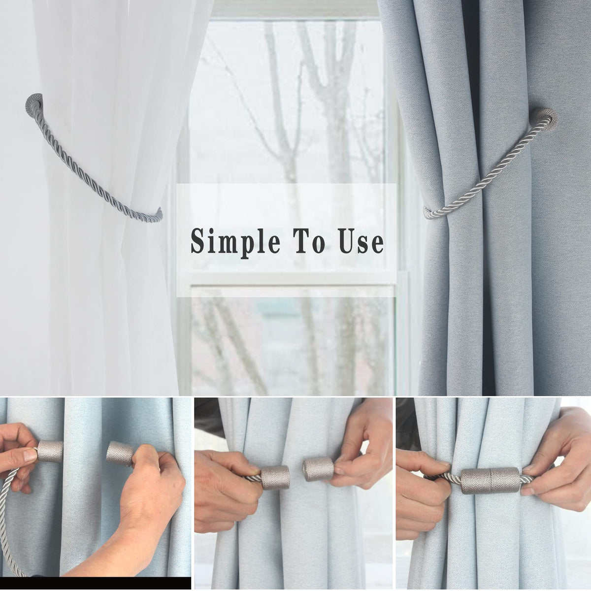 Magnetic Curtain Tiebacks Decorative Holdbacks Rope Tie Back Drapes Hangtty