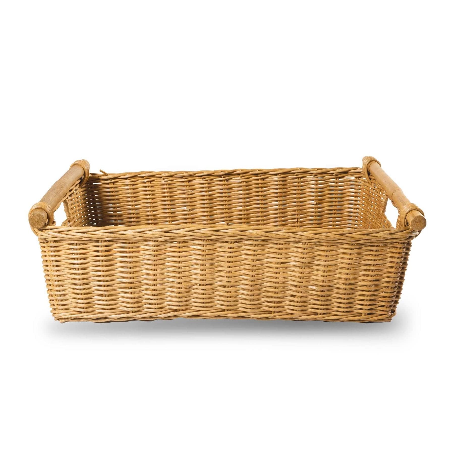 Low Pole Handle Wicker Storage Basket