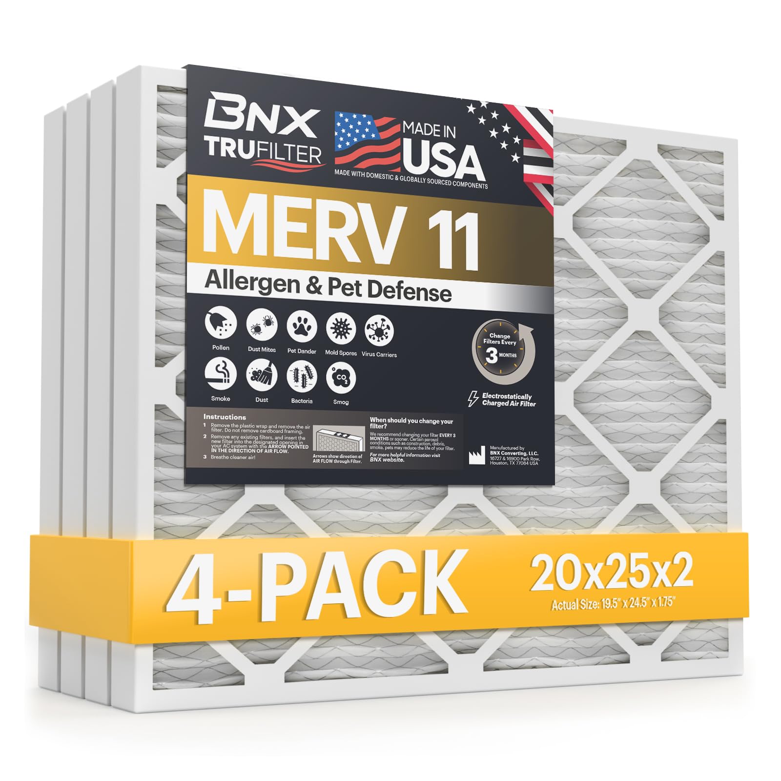TruFilter 20x25x2 Air Filter MERV 11 (4 Count)