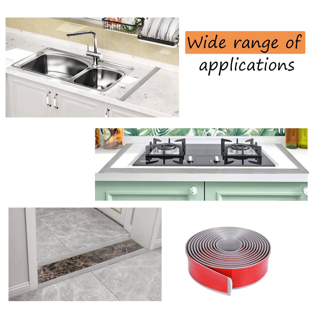 Floor Door Flat Transition Strip & Self Adhesive Floor Vinyl Floor Edge Trim Laminate Floor Gap Covering Joining Strip