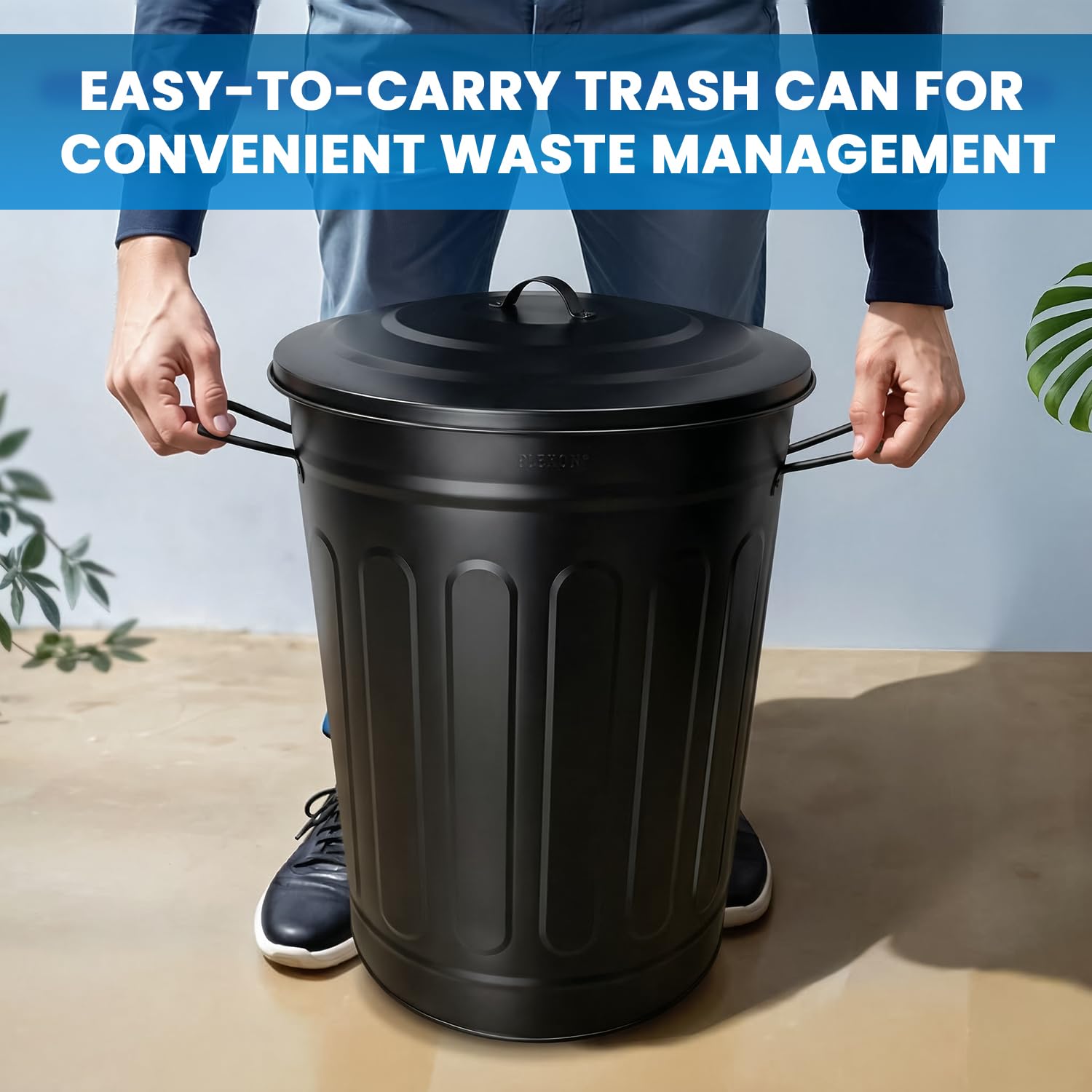 Metal Trash Can with Lid 13 Gallon (2 Count)