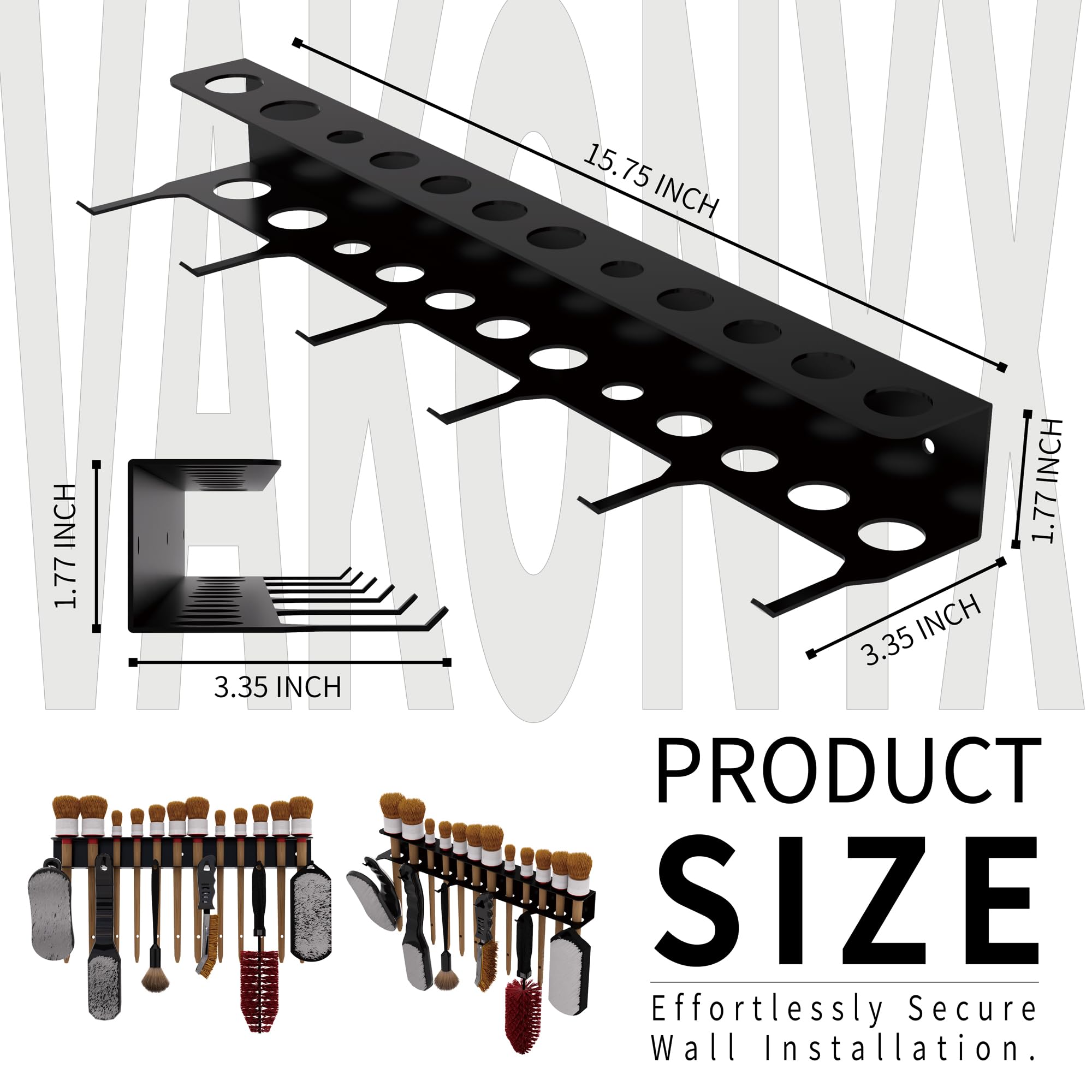 Wall Mount Brush Holder & Tool Hanger Rack for Garage