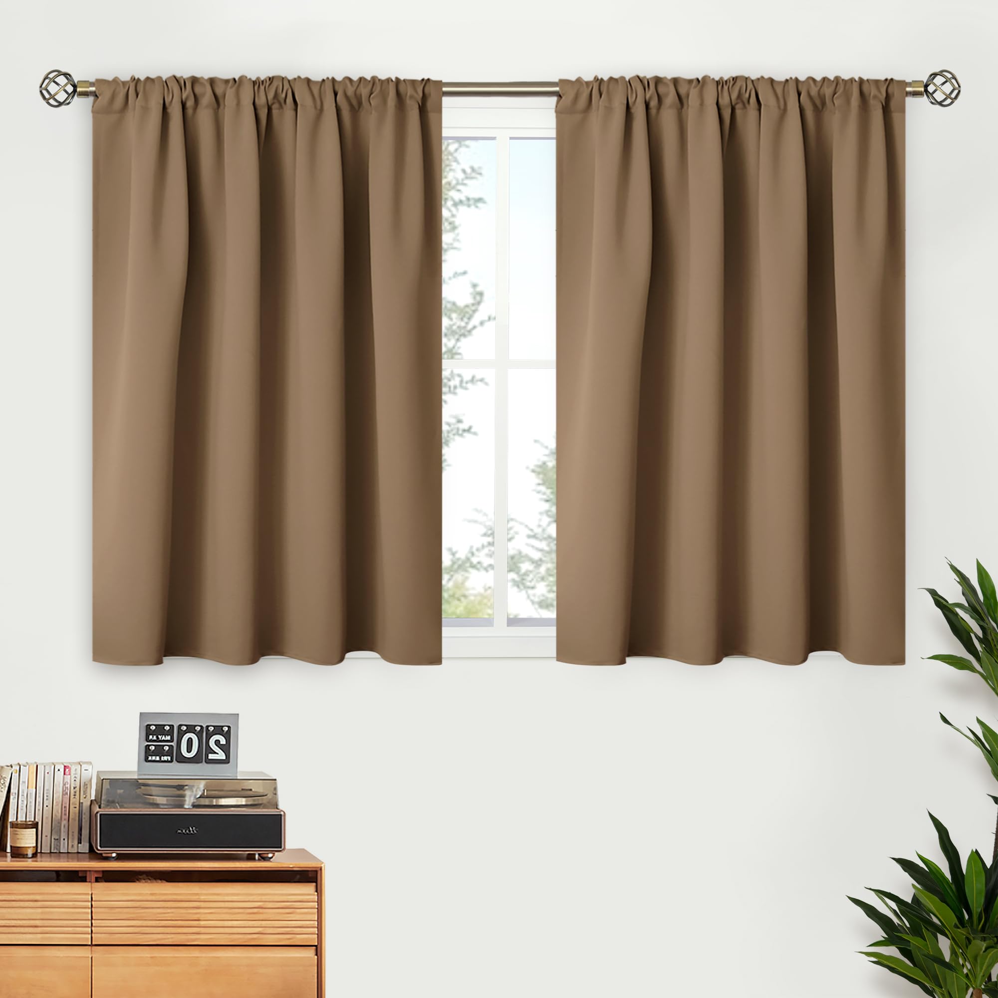 Taupe Blackout Curtains 36 Inch Length (2 Count)