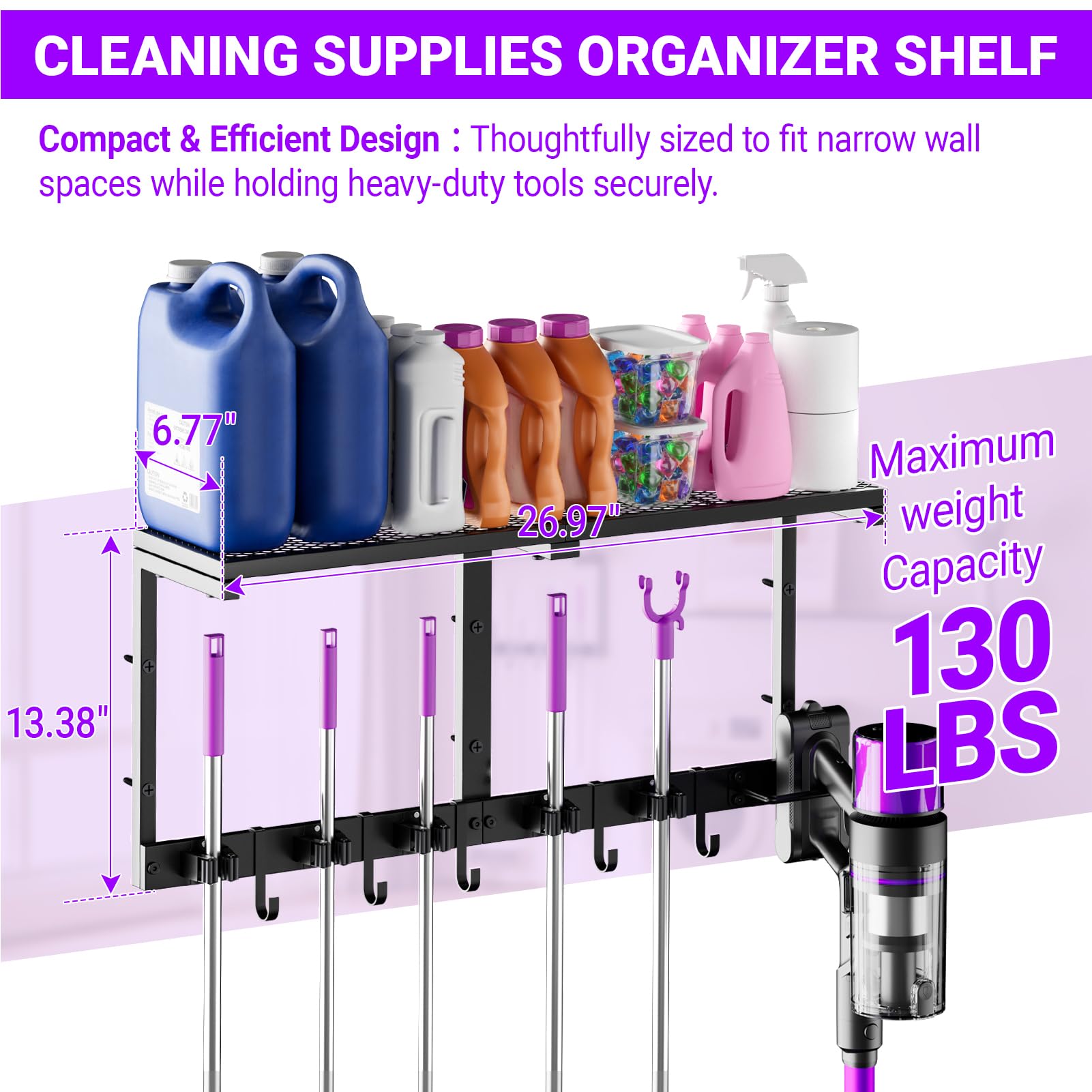Heavy Duty Broom Holder Wall Mount