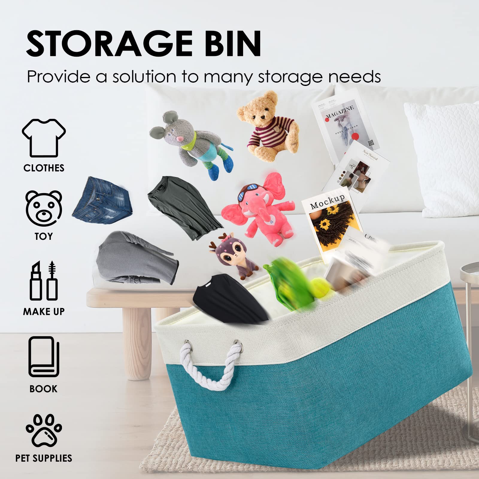 Storage Bins Large 3 Pack 15.7x11.8x8.3 in Fabric Storage Baskets for Organizing Shelves (3 Count)
