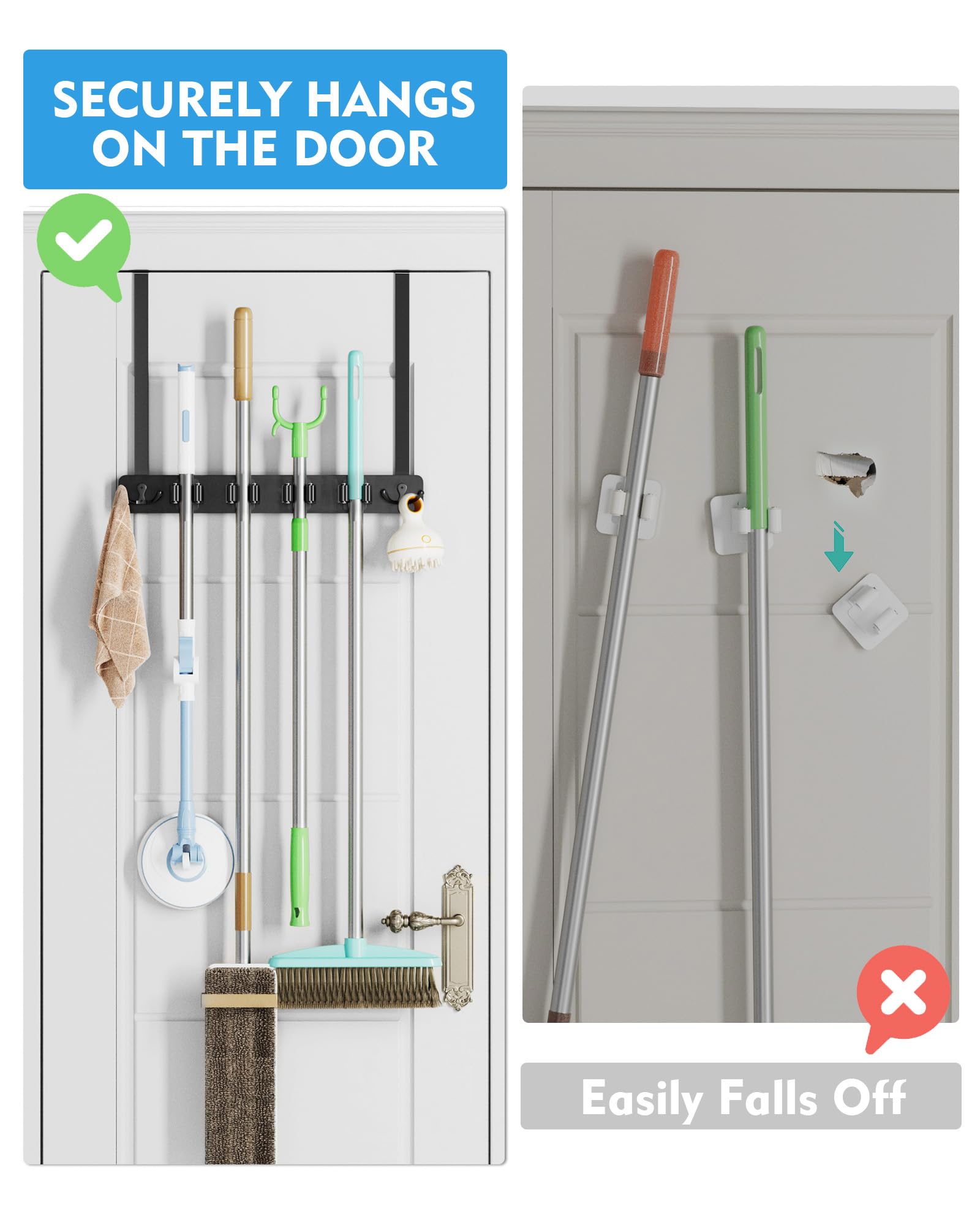 Over the Door Broom and Mop Holder