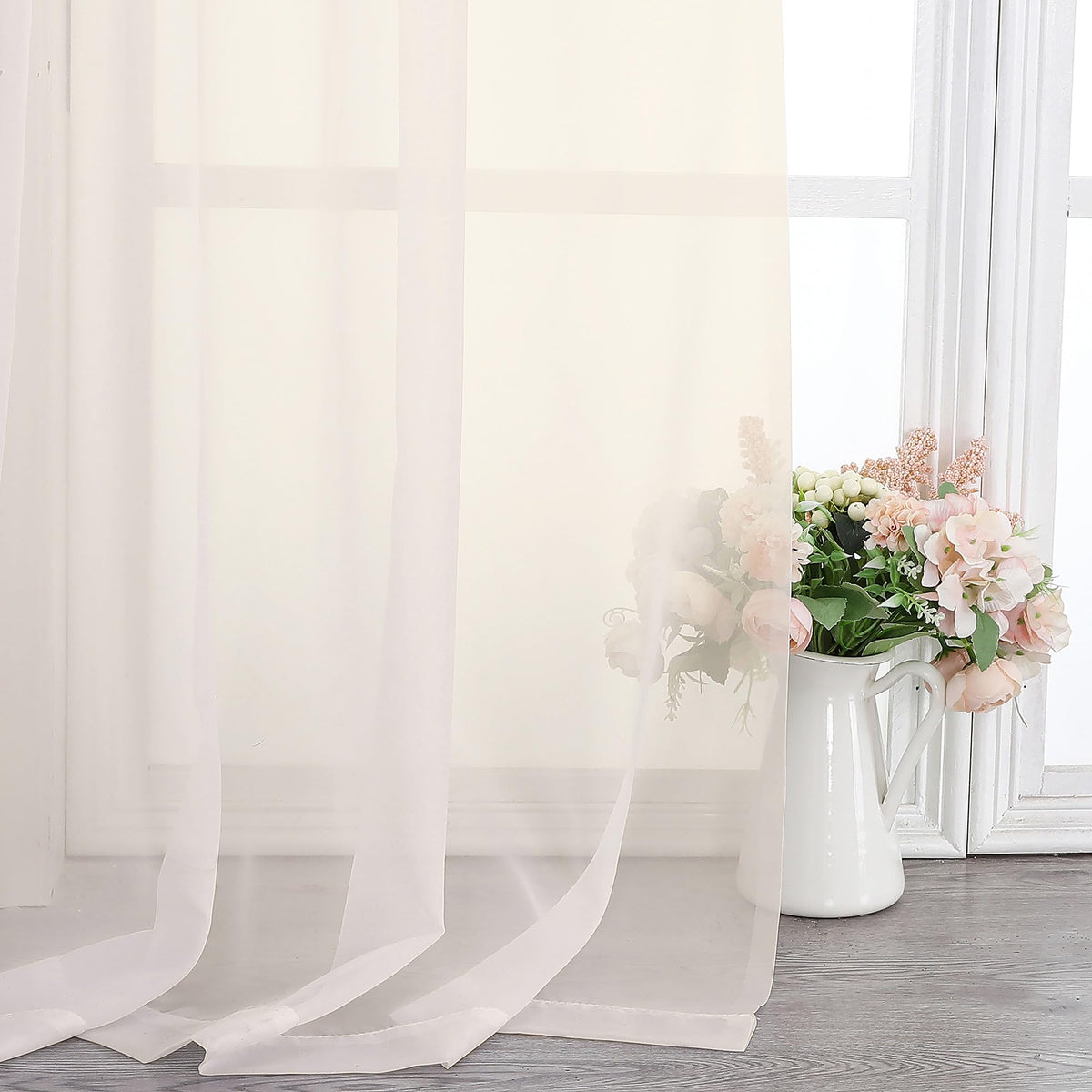 Cream Extra Long Sheer Curtains 120 Inches Long (2 Count)