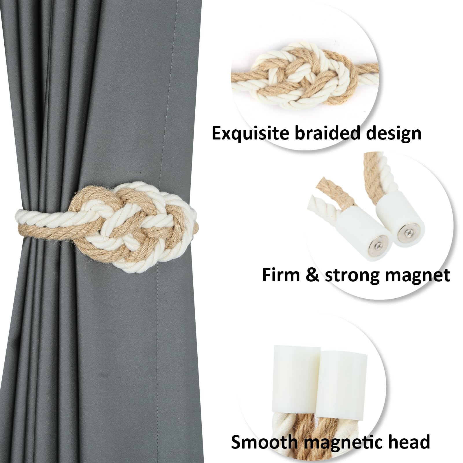 Jute Magnetic Curtain Tiebacks