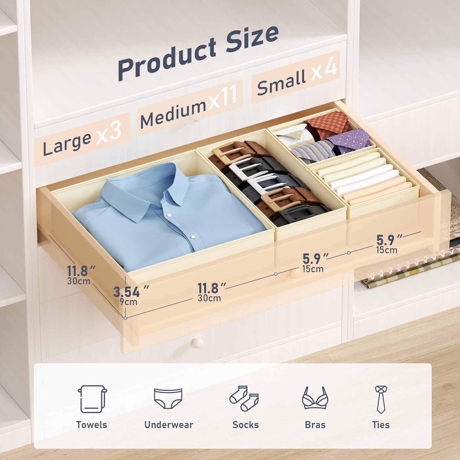 Drawer Organizer Clothes Storage (18 Count)