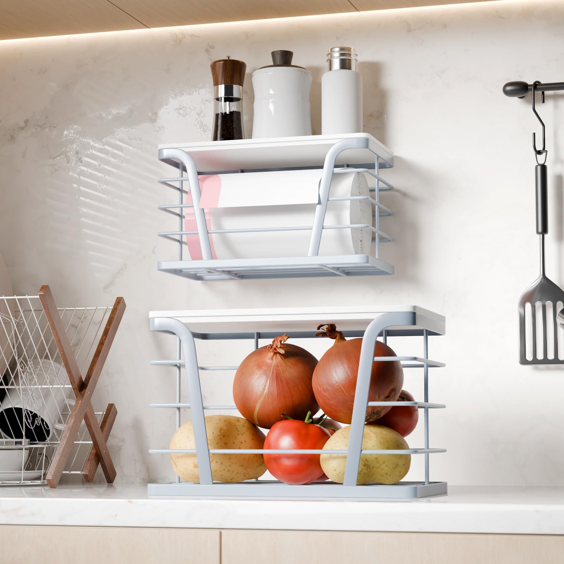 2 Pack Gray Trash Bag Organizer for Kitchen and Pantry (2 Count)