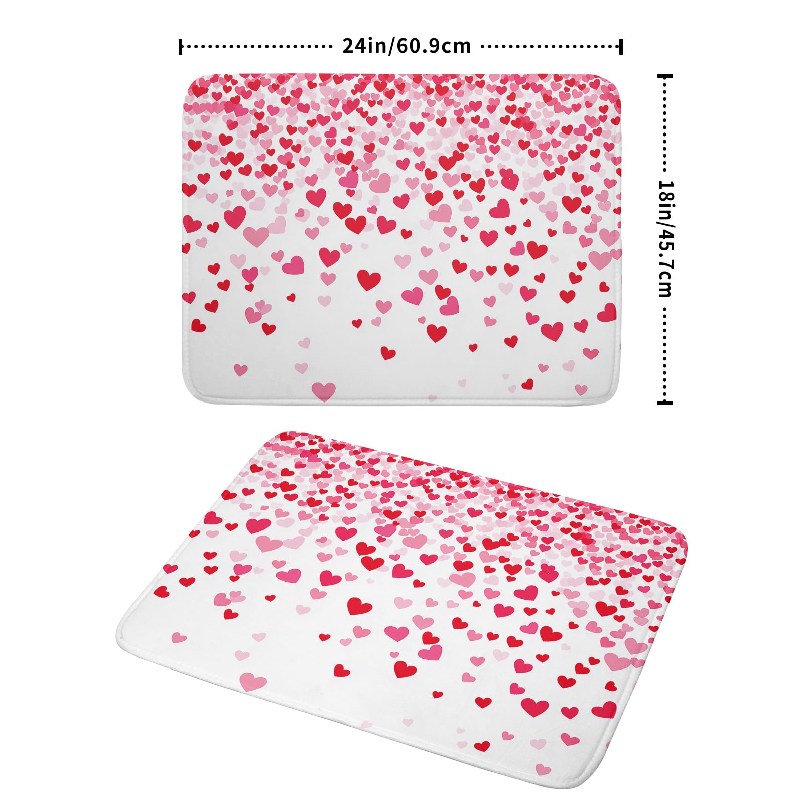 Valentine's Day Dish Drying Mat for Kitchen Counter Love Heart Kitchen Dish Drying Pad 18”x24” Absorbent Reversible Happy Valentine Dishes Drainer Pad Dish Drying Rack Mat for Countertop