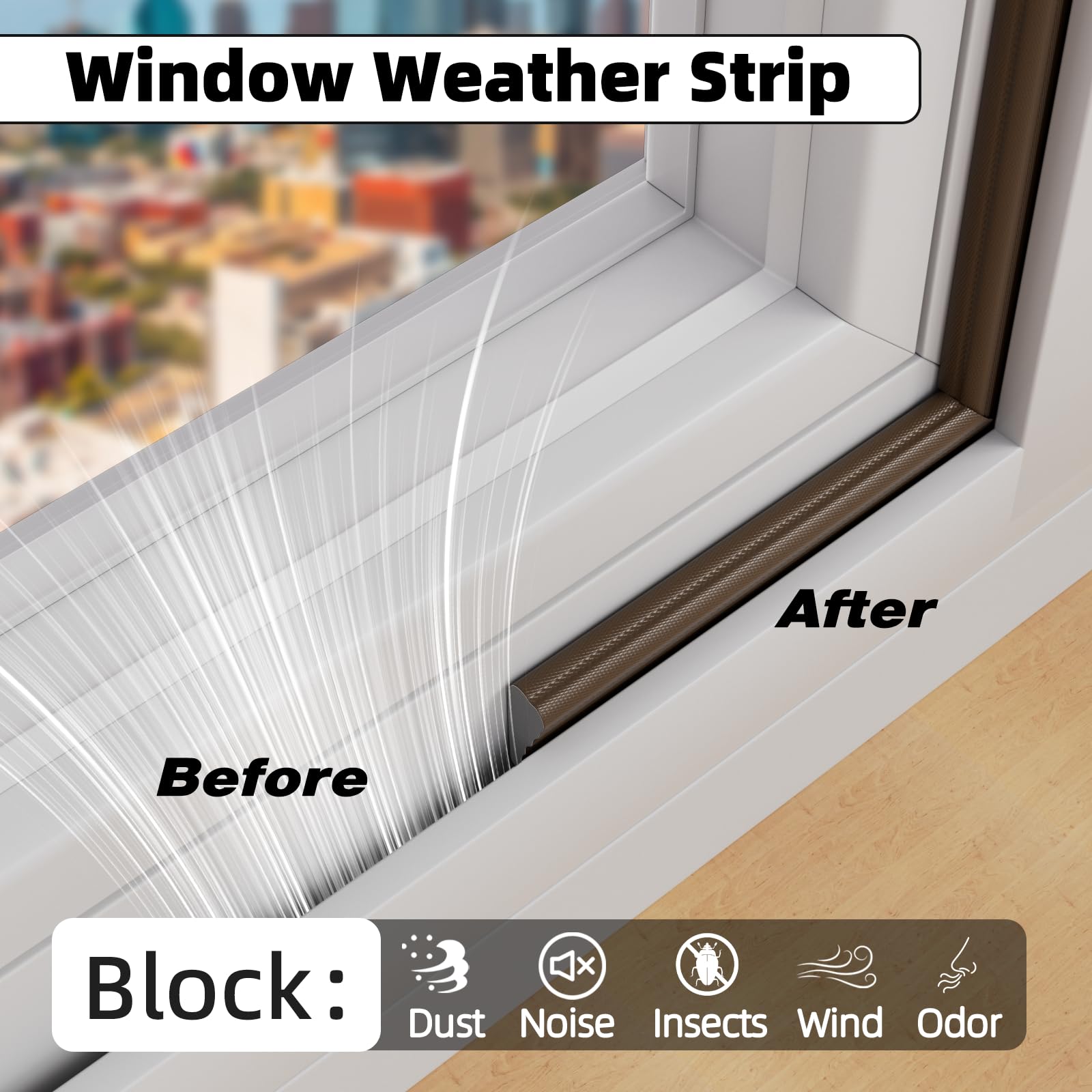 3Pcs×196" Wedge Weather Stripping Door Seal for Door Frame & Window