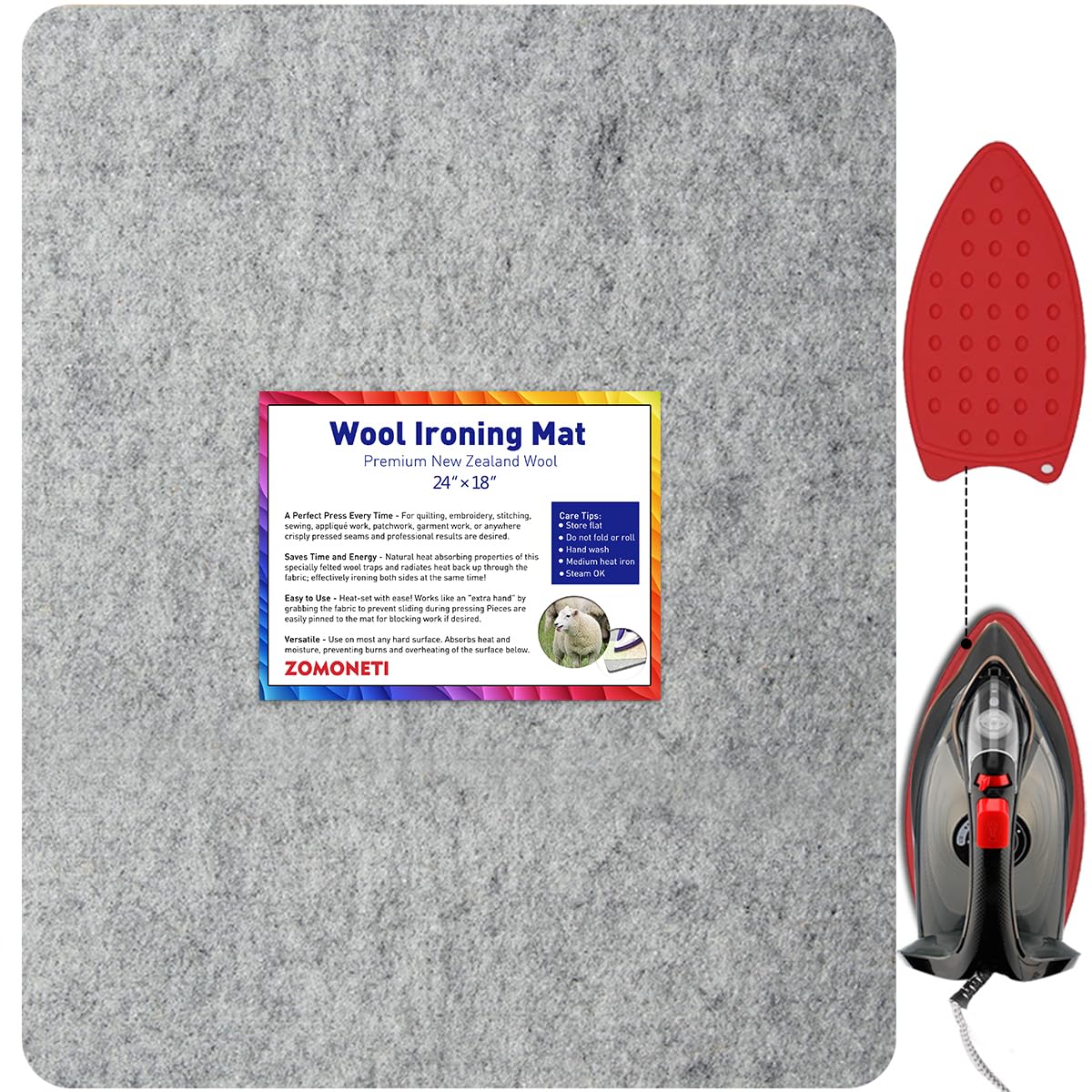 24" x 18" Wool Pressing Mat 100% New Zealand Felted Wool Ironing Mat Pad Blanket for Quilter (432 sq inch)