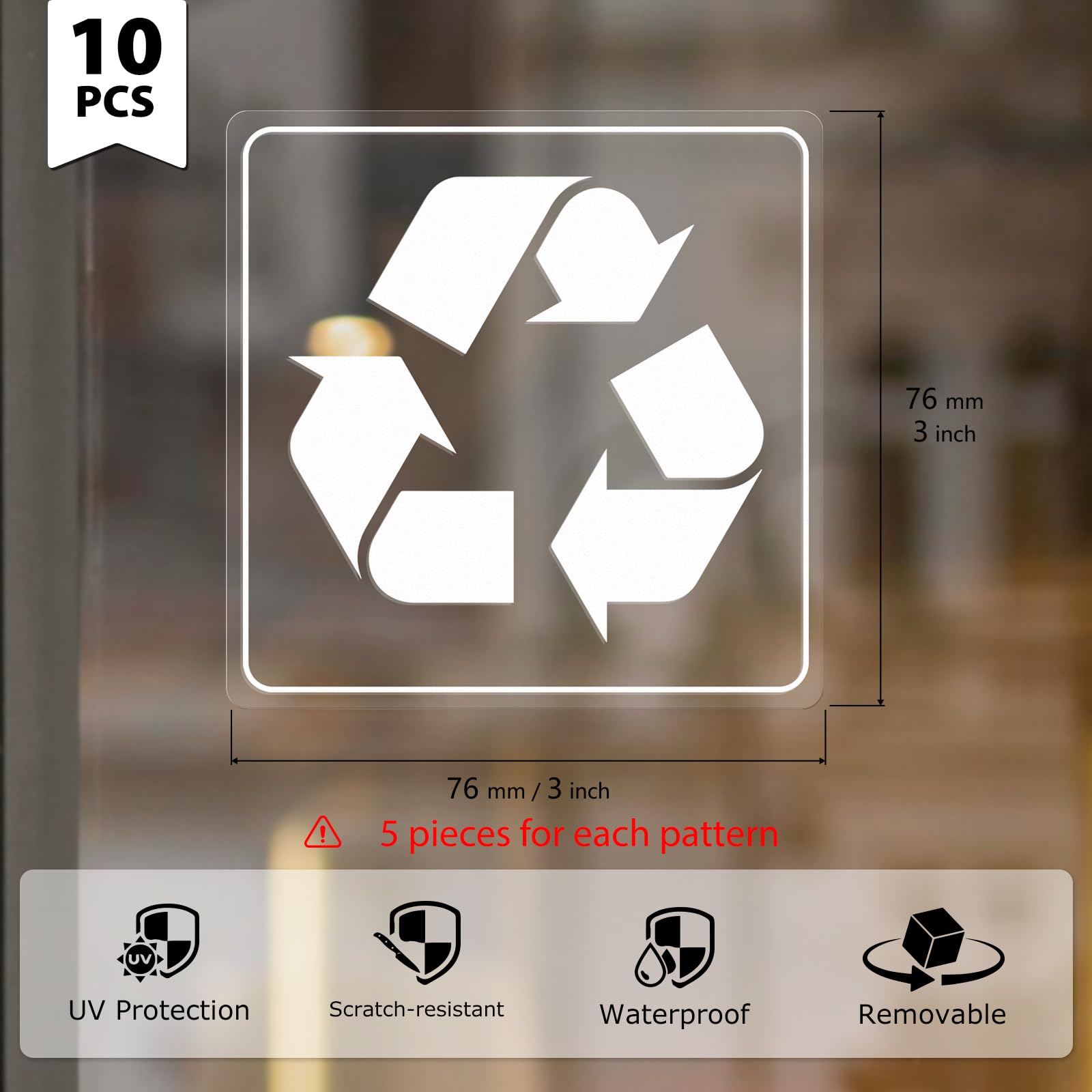 10 Pack Recycle and Trash Clear Stickers Recycling Labels 3 Inches (10 Count)