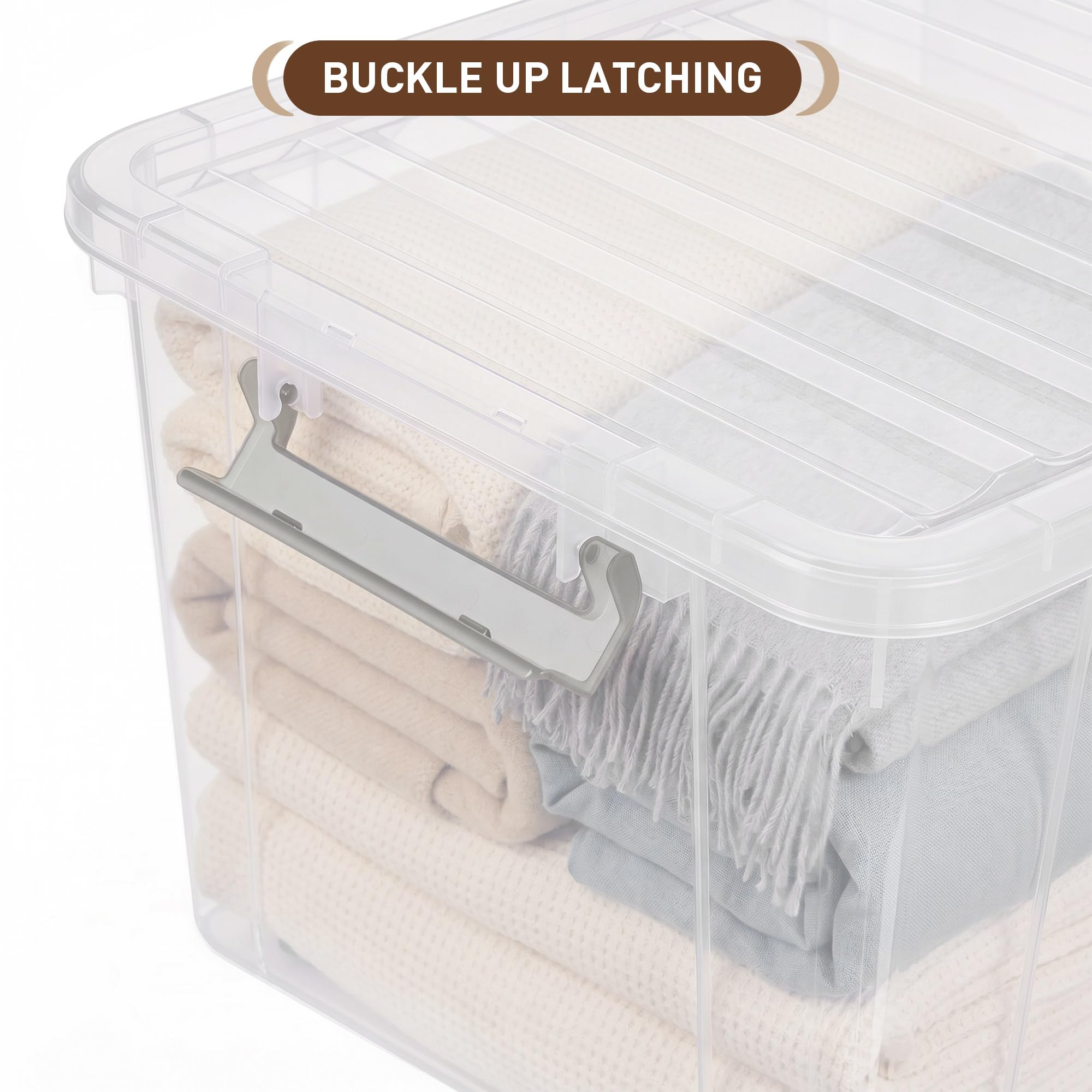 69 QT Plastic Storage Bins with Latching Lids Stackable Storage Containers for Organizing Large Clear Storage Box for Garage (4 Count)