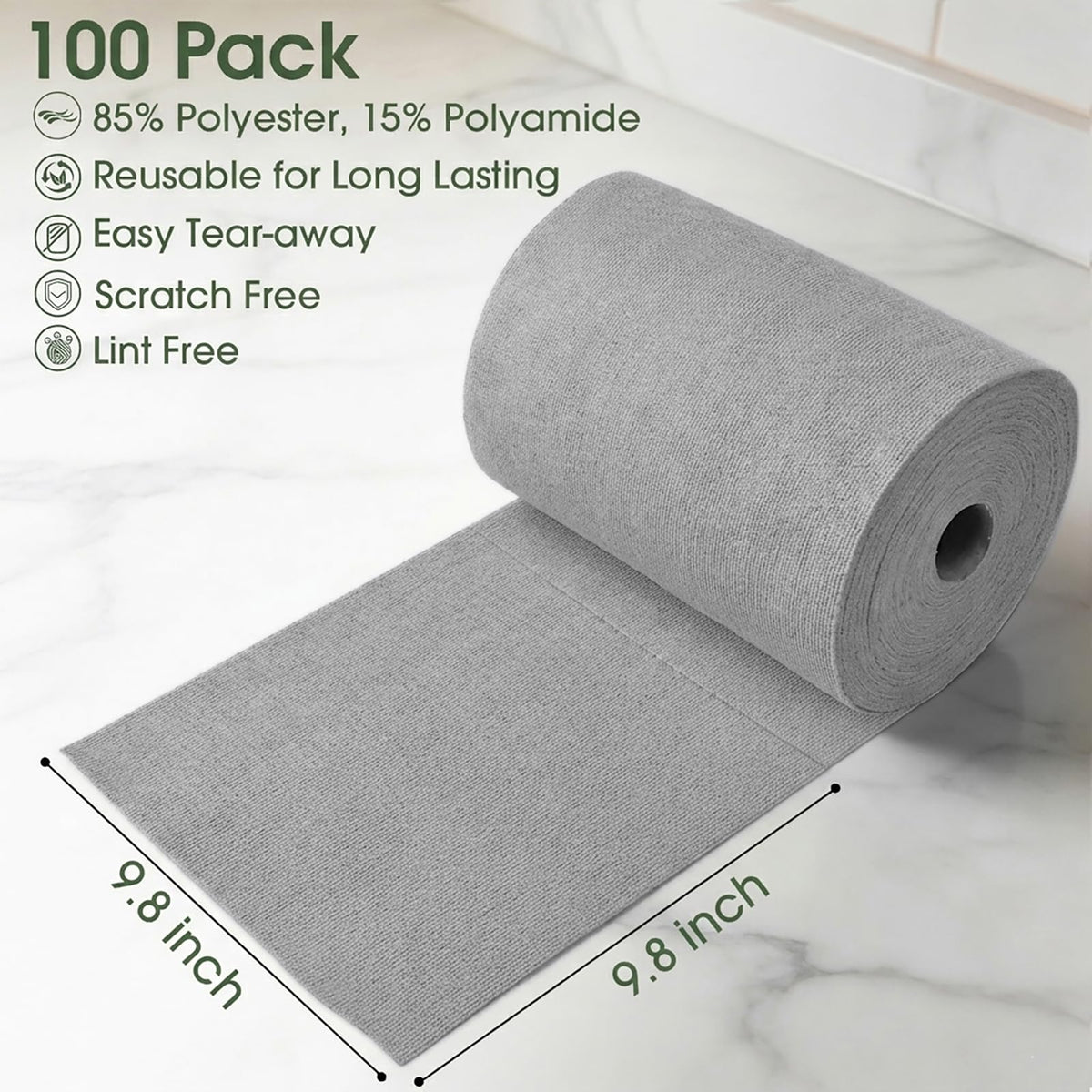 Microfiber Cleaning Cloth Roll (100 Count)