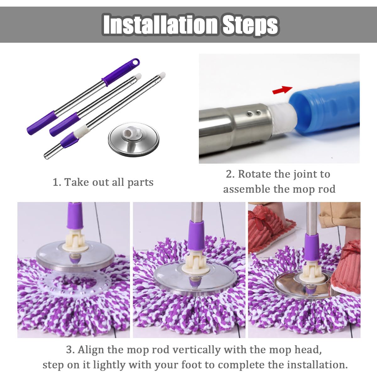 Extended Spin Mop Replacement Mop Handle