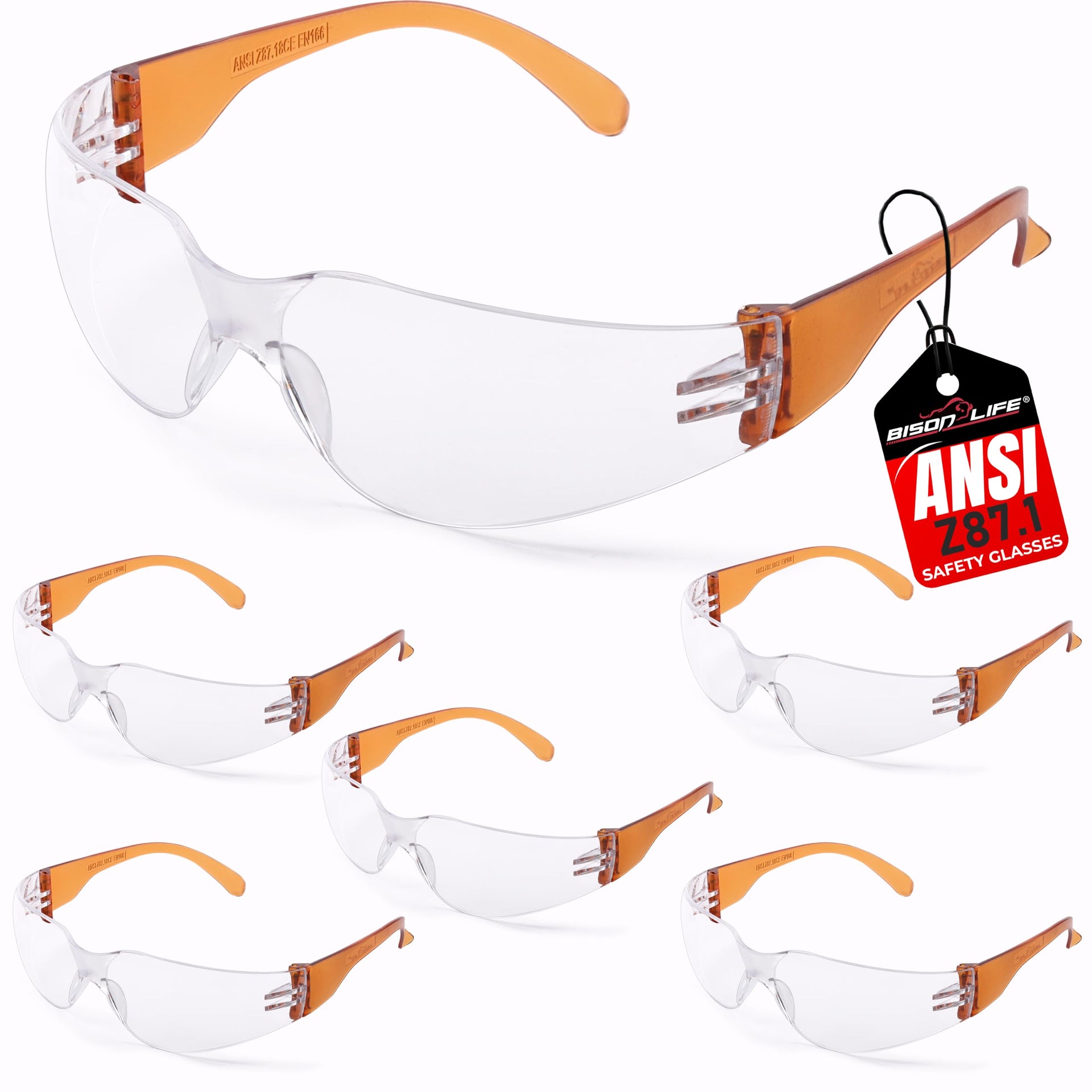 Clear Lens Orange Safety Glasses (144 Count)