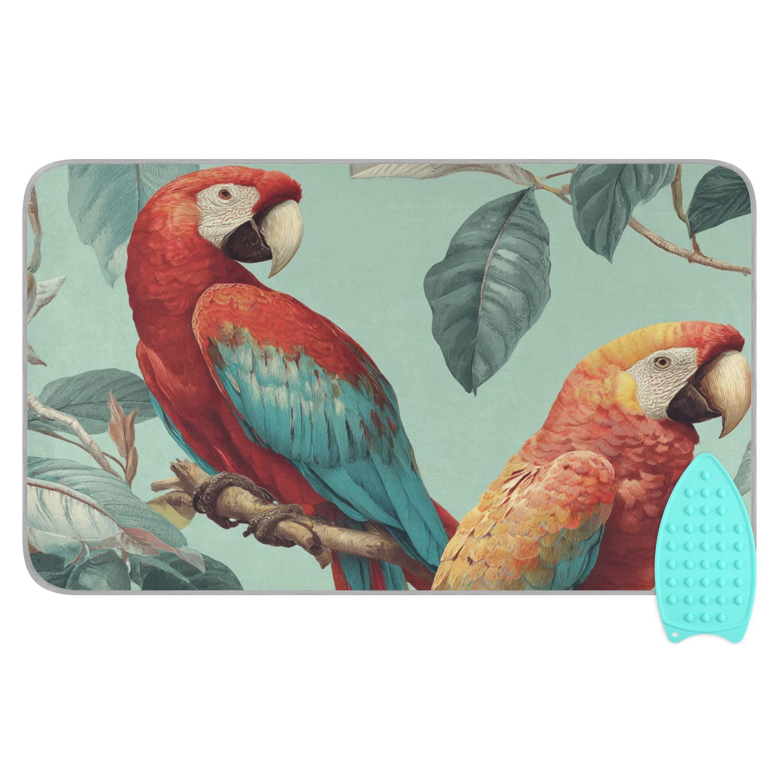 Tropical Parrots on The Branc Ironing Mat Thickened Ironing Blanket Travel Portable Double
