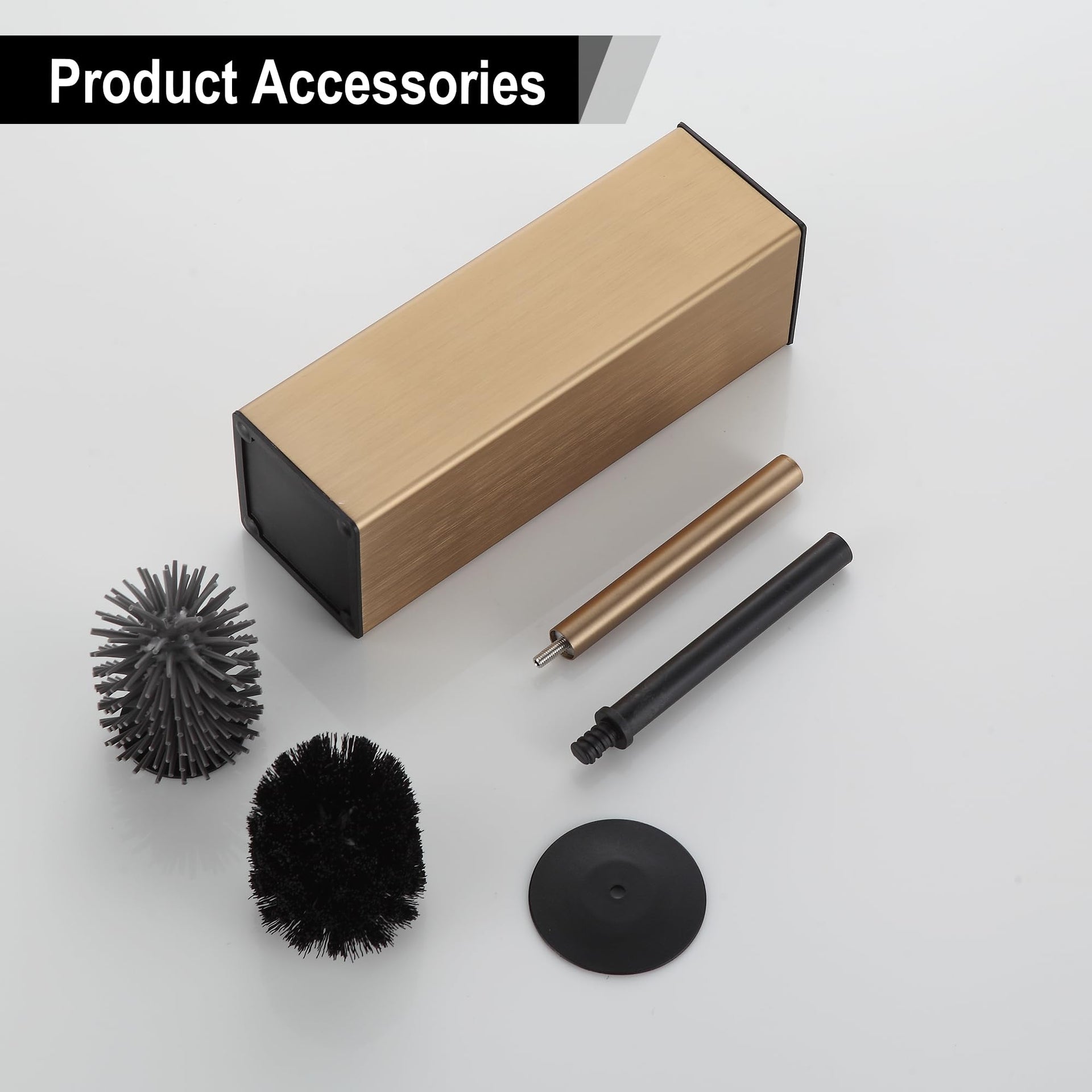 Toilet Brush with Holder for Bathroom Matte Brushed Brass Aluminium Standing for Bathroom Toilet Bowl Cleaner Brush and Holder Set