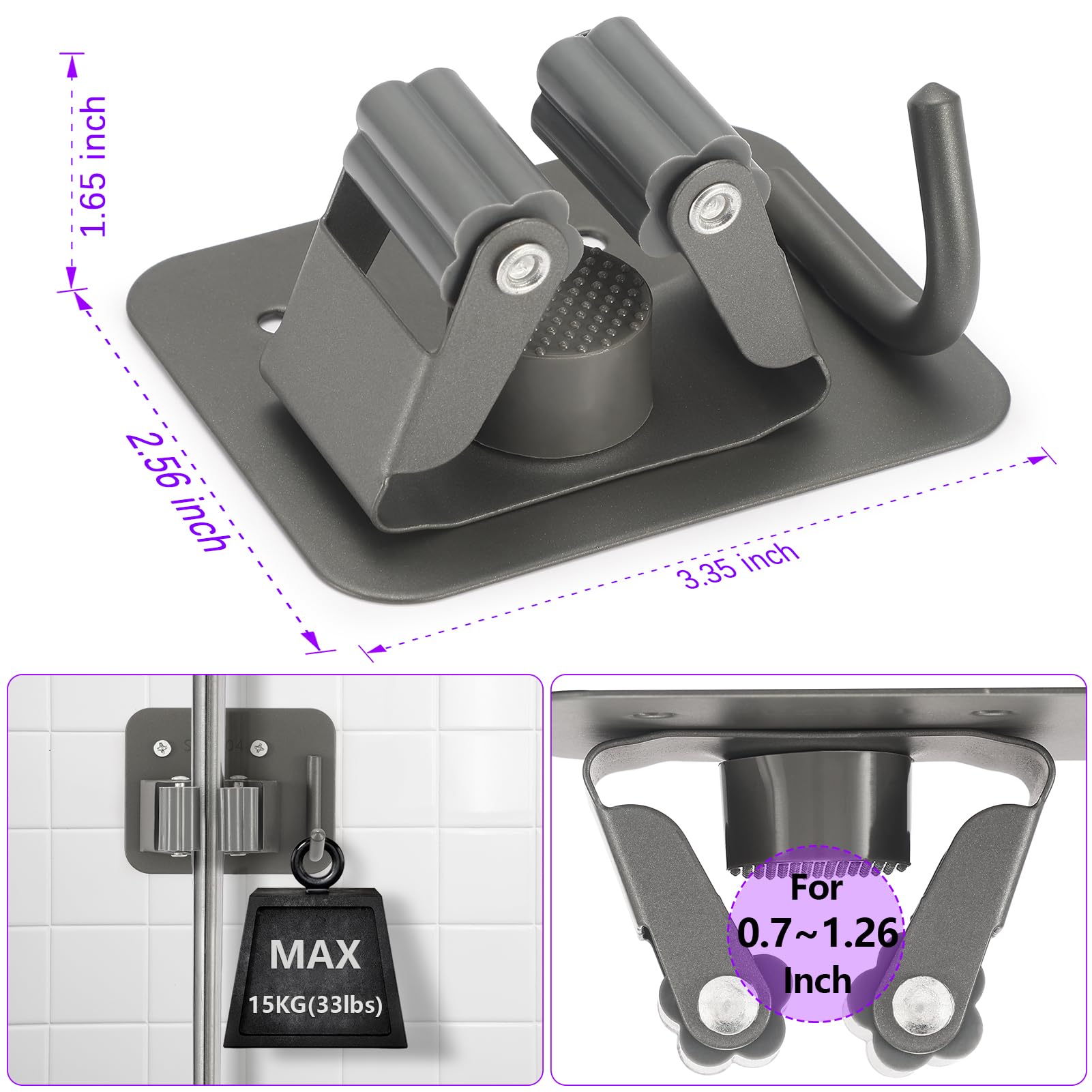 Broom Holder Wall Mount Rack (4 Count)