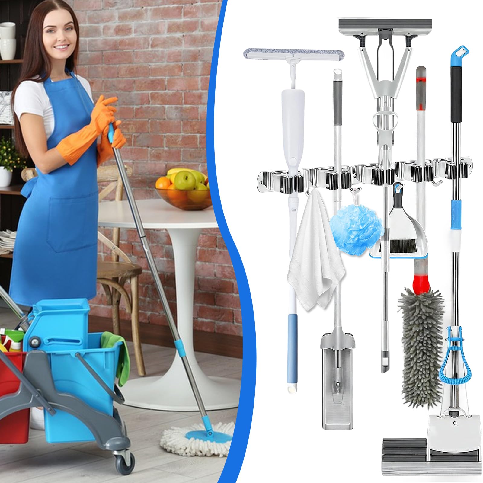 2 Pack Heavy Duty Wall Mount Broom Holder (2 Count)